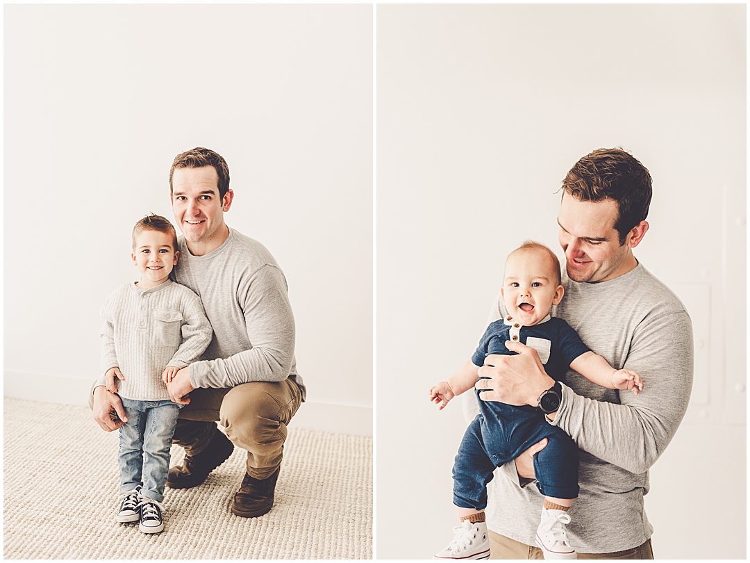 Kankakee studio family and six-month milestone photos with Kankakee family photographer Kara Evans Photographer.