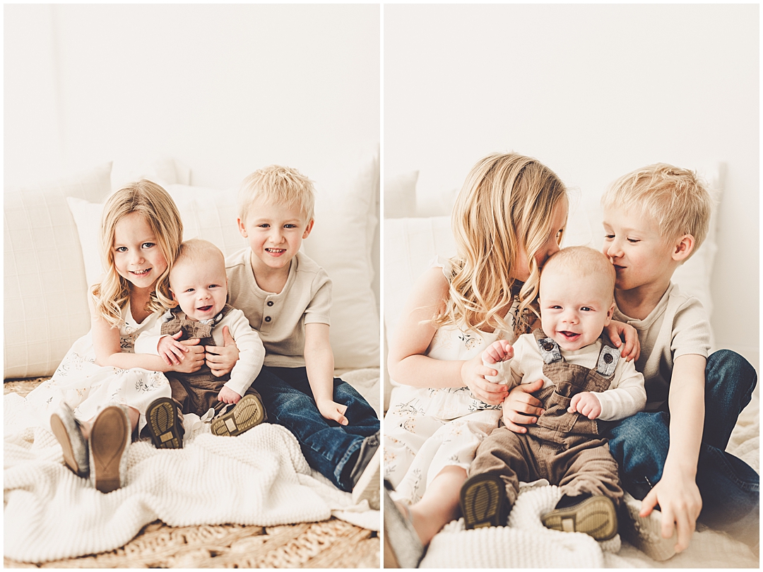 Studio three-month milestone photos in Kankakee with Kankakee & Iroquois County family photographer Kara Evans Photographer.