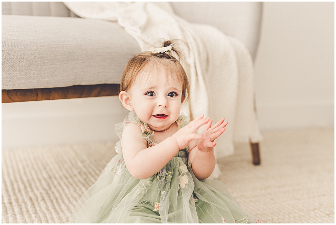 Studio one-year milestone photographer in Kankakee with Kankakee family photographer Kara Evans Photographer.