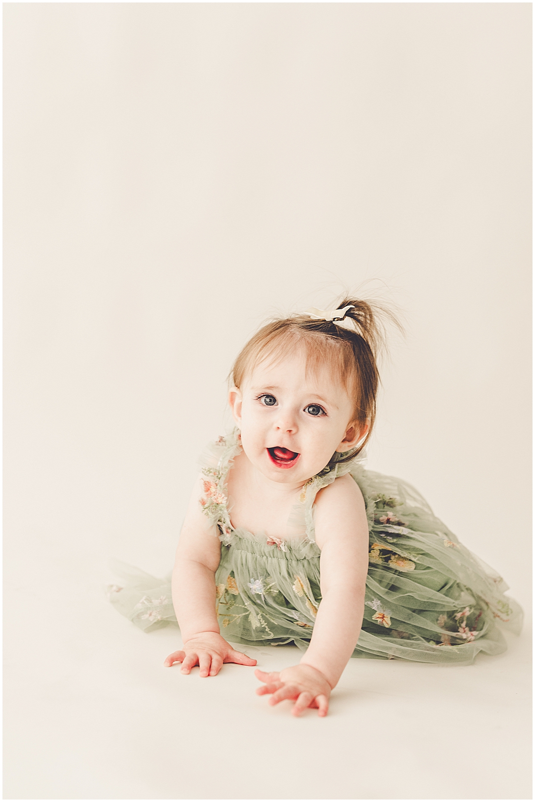 Studio one-year milestone photographer in Kankakee with Kankakee family photographer Kara Evans Photographer.