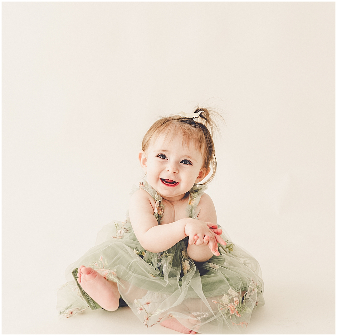 Studio one-year milestone photographer in Kankakee with Kankakee family photographer Kara Evans Photographer.
