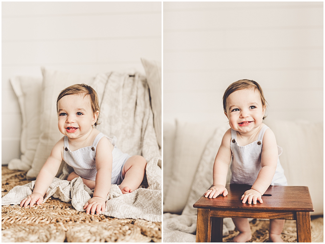 One-year studio milestone photos in Kankakee – Kara Evans Photographer is a family photographer based in Kankakee, Illinois.