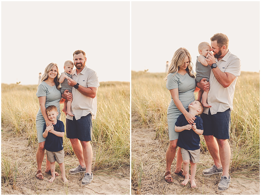 New Buffalo beach family photos at New Buffalo Beach with Central Illinois family photographer Kara Evans Photographer.