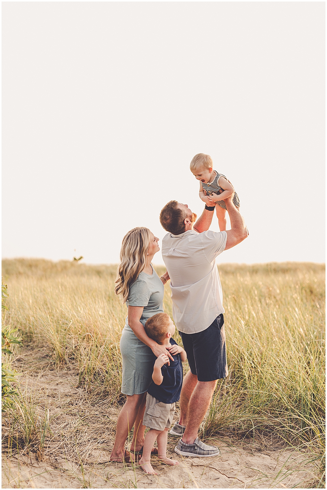New Buffalo beach family photos at New Buffalo Beach with Central Illinois family photographer Kara Evans Photographer.