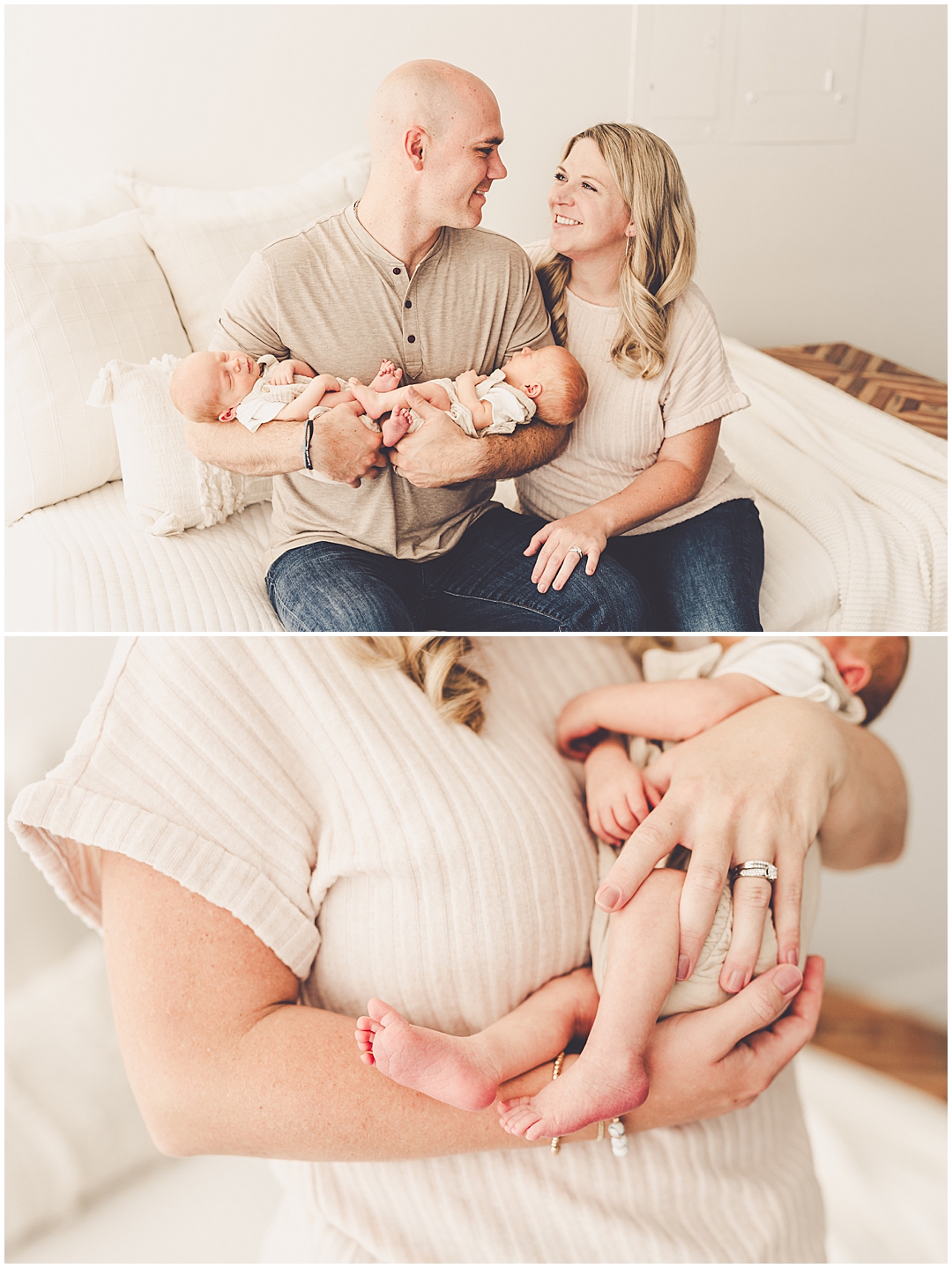 Twin newborn photographer in Kankakee with Kankakee & Iroquois County family photographer Kara Evans Photographer.