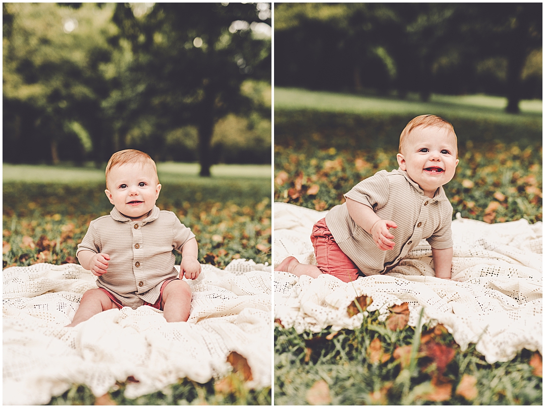 One-year milestone session in Watseka with Kankakee and Iroquois County family photographer Kara Evans Photographer.