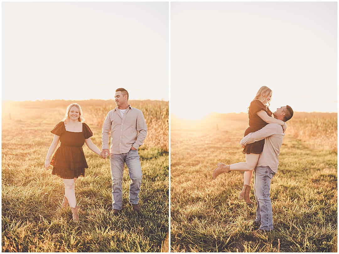 Taylor & Kody's fall Central Illinois engagement photos in Watseka, Illinois with Central Illinois photographer Kara Evans Photographer.