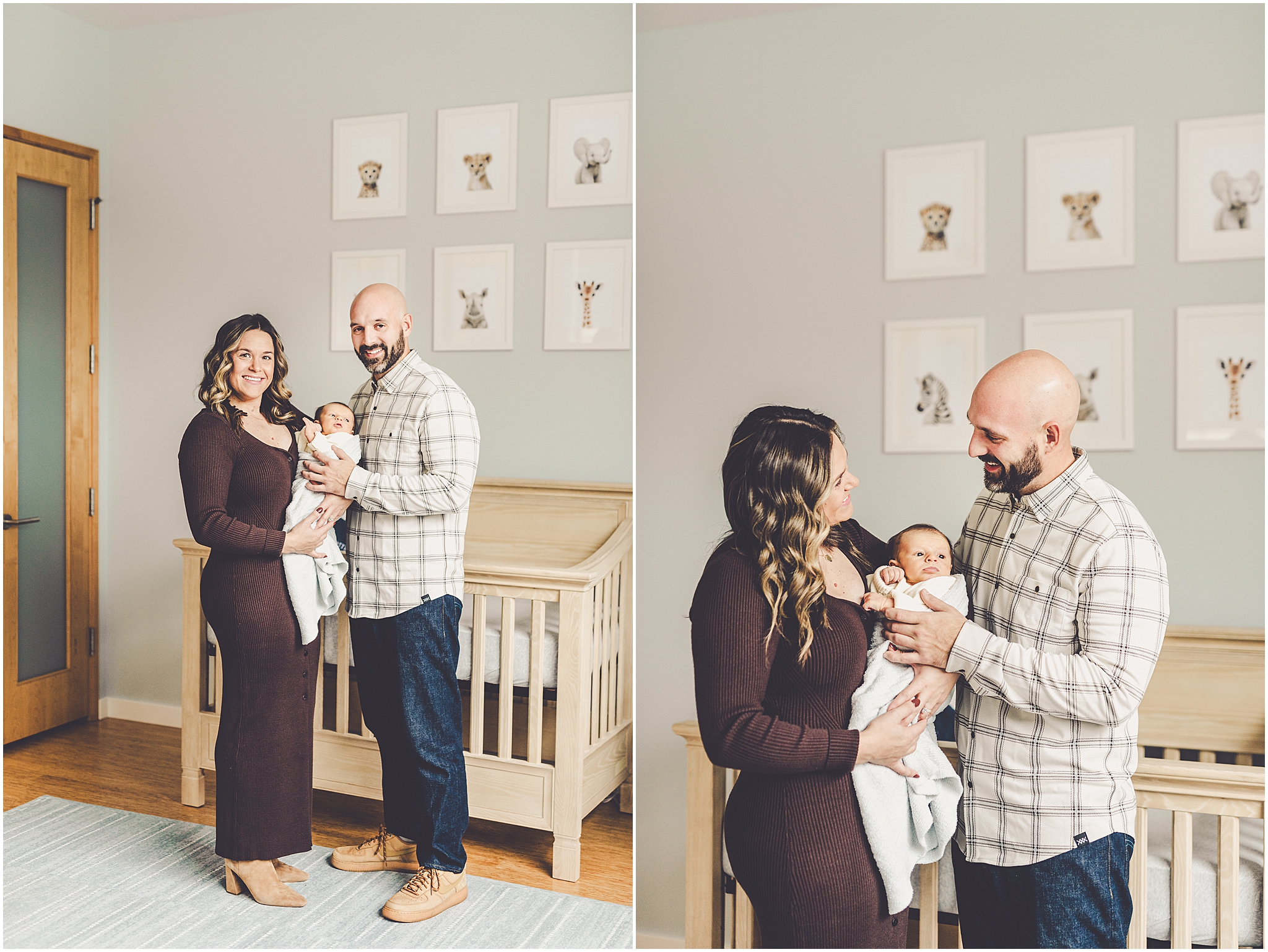 Lifestyle newborn photos in Chicago, Illinois with Kankakee County family and newborn photographer Kara Evans Photographer.