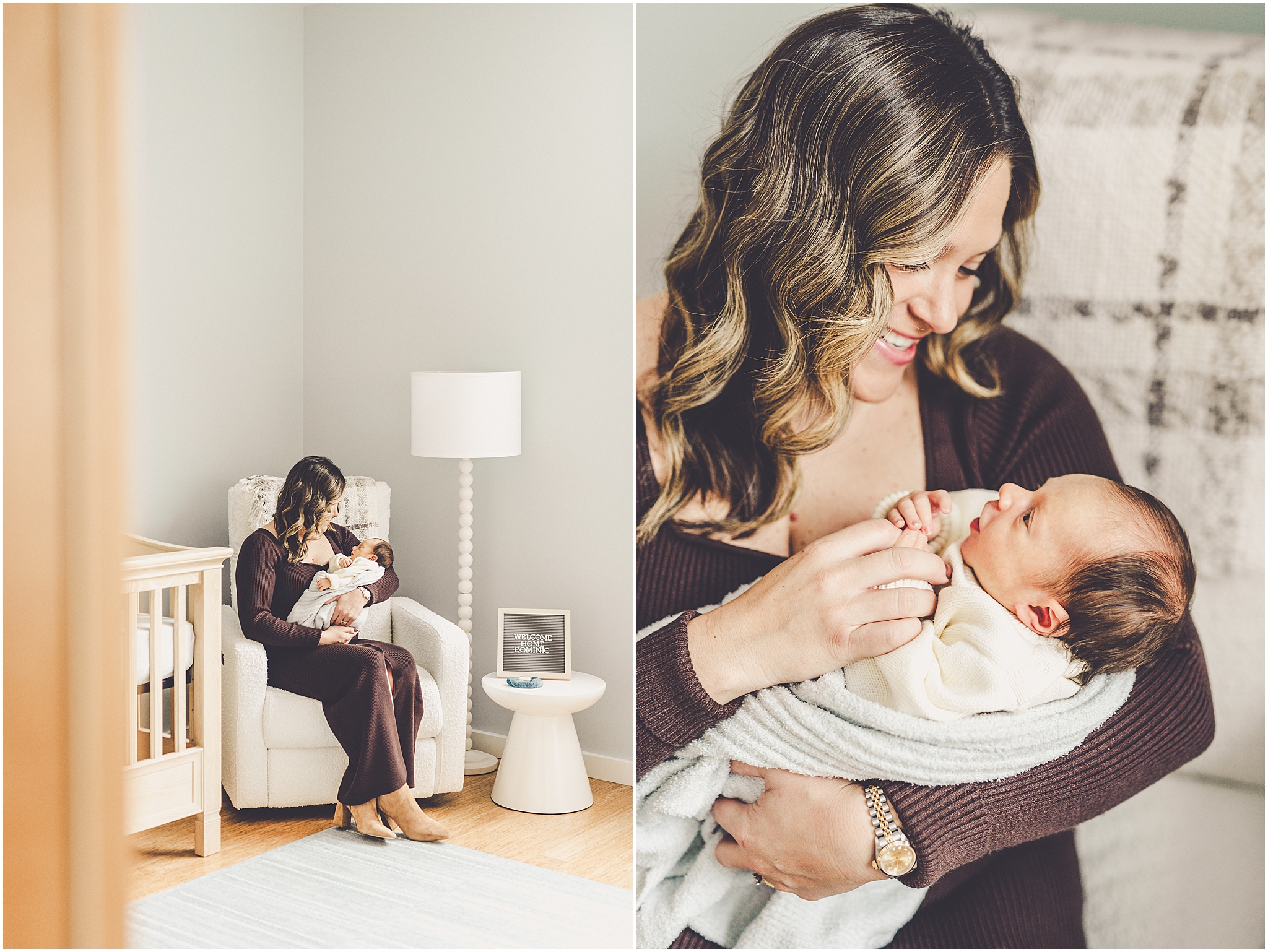 Lifestyle newborn photos in Chicago, Illinois with Kankakee County family and newborn photographer Kara Evans Photographer.