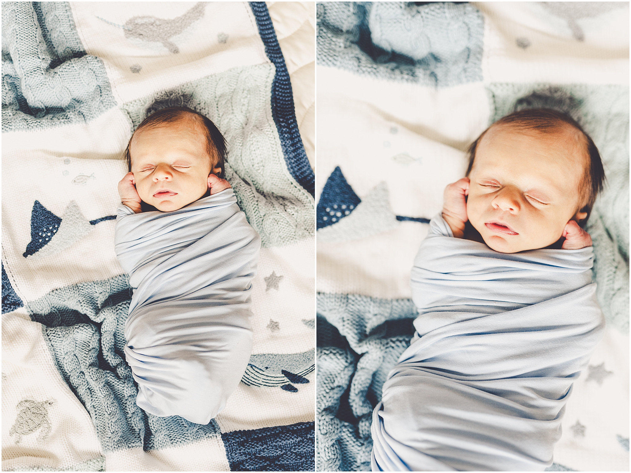 Lifestyle newborn photos in Chicago, Illinois with Kankakee County family and newborn photographer Kara Evans Photographer.