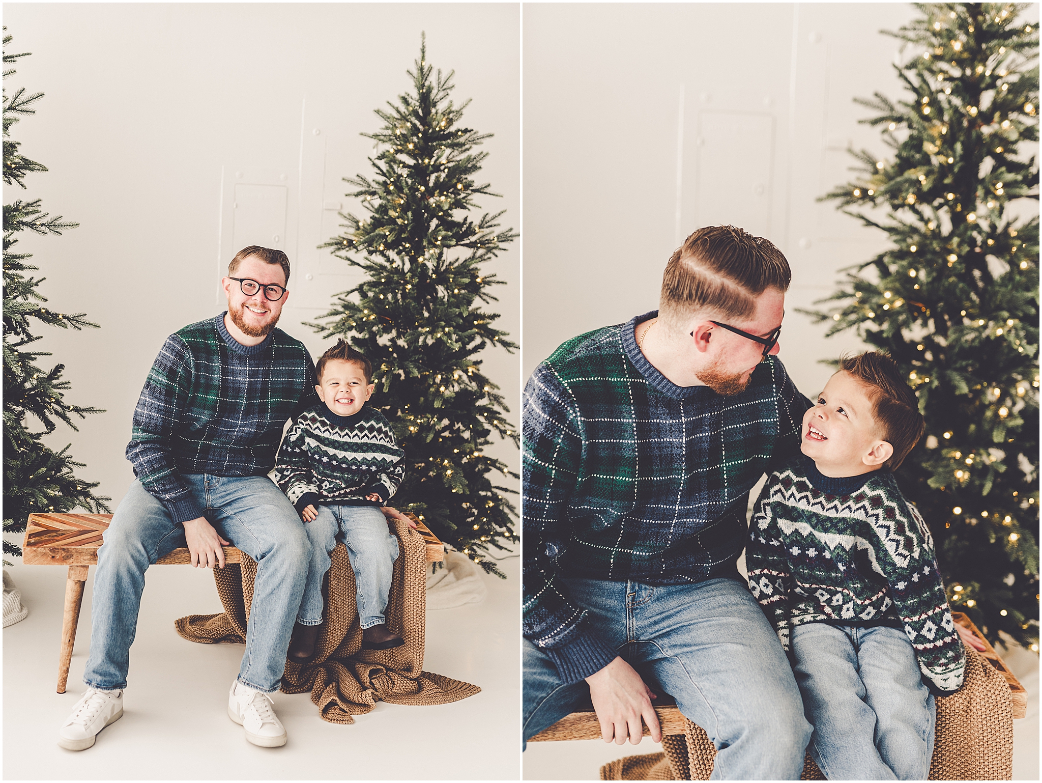 Studio holiday family photos and Christmas family photo ideas with Central Illinois family photographer Kara Evans Photographer.