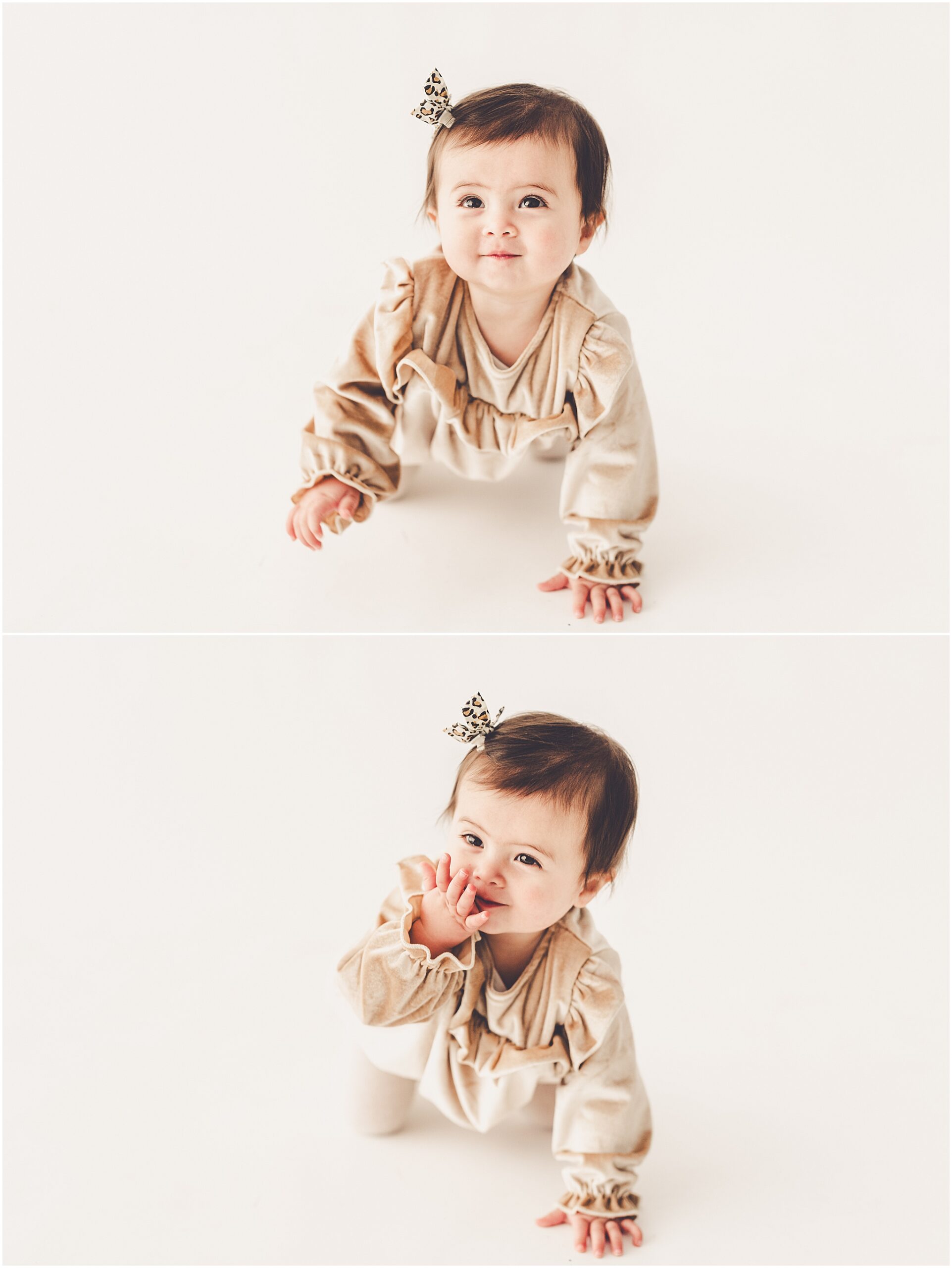 A one-year milestone session at Studio 388 in Kankakee, Illinois with Kankakee family photographer Kara Evans Photographer.