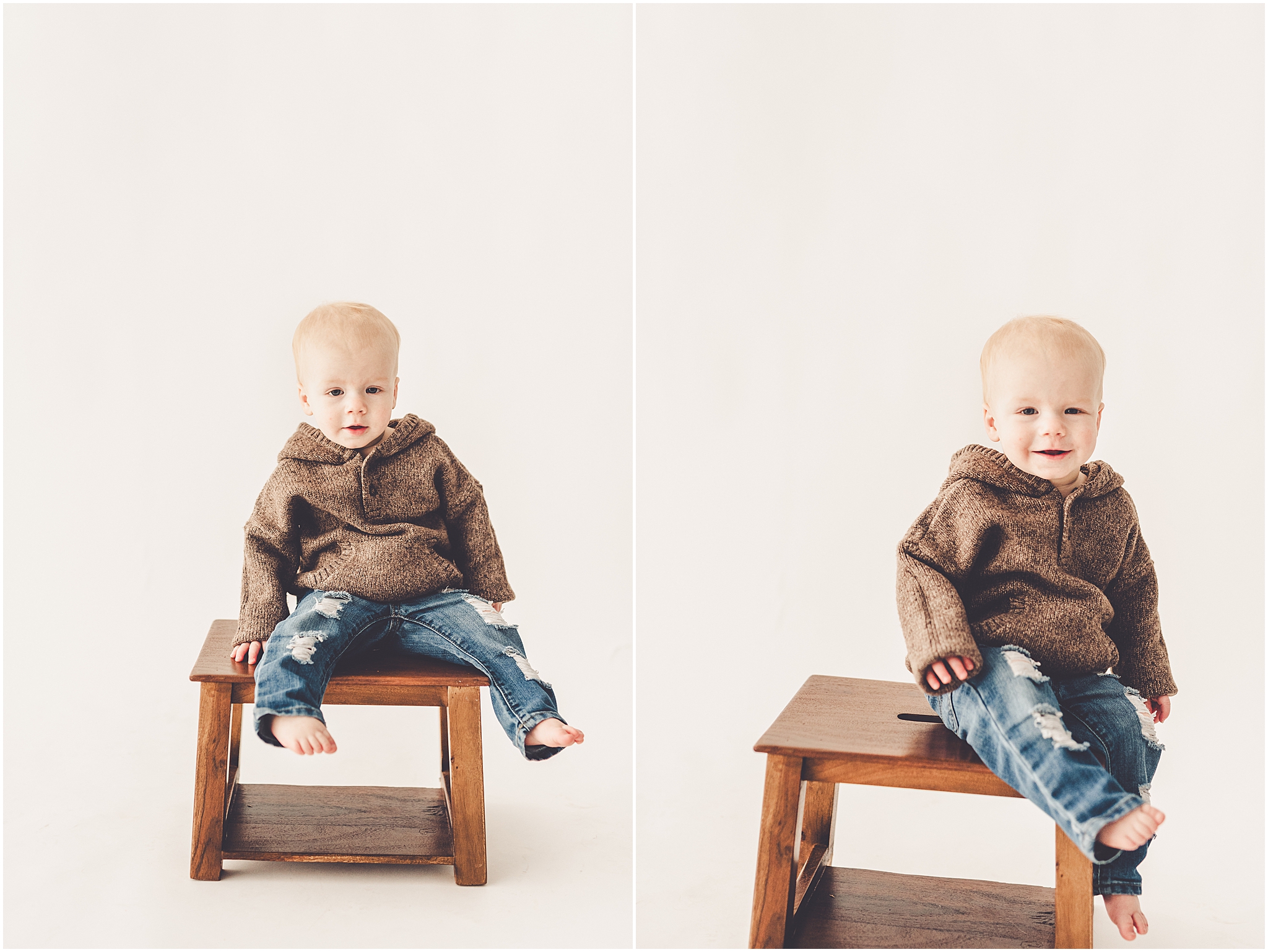 One-year milestone photo inspiration at Studio 388 in Kankakee, Illinois with Kankakee family photographer Kara Evans Photographer.