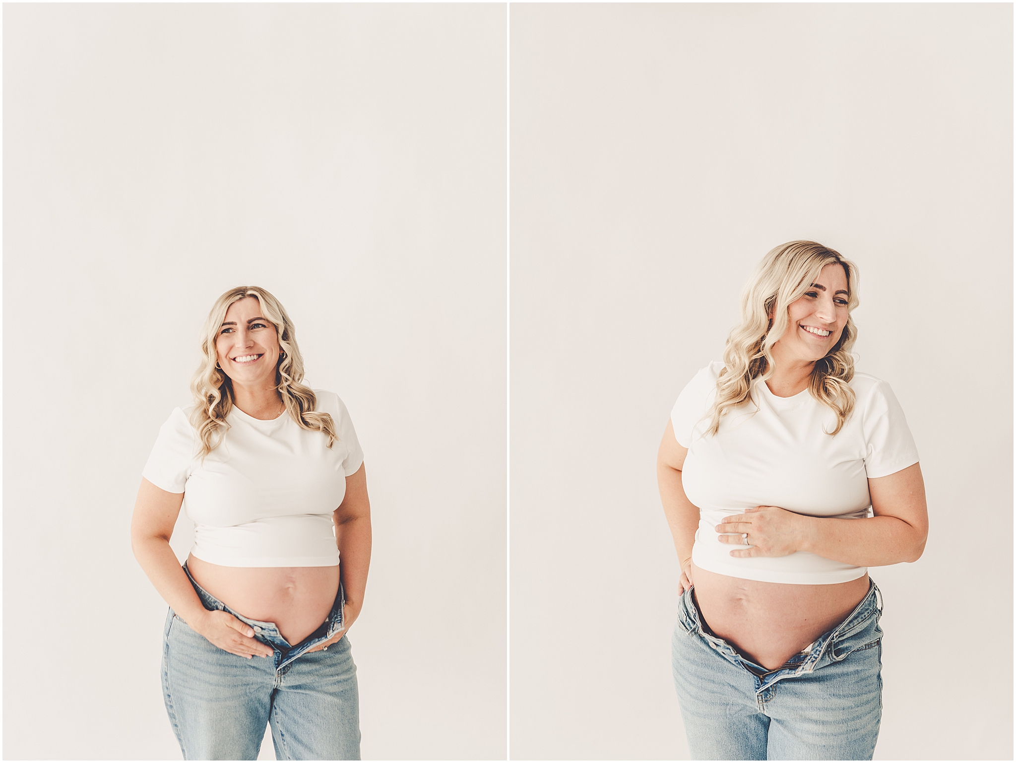 Studio maternity photographer at the Kankakee natural light photography studio with Kankakee family photographer Kara Evans Photographer.