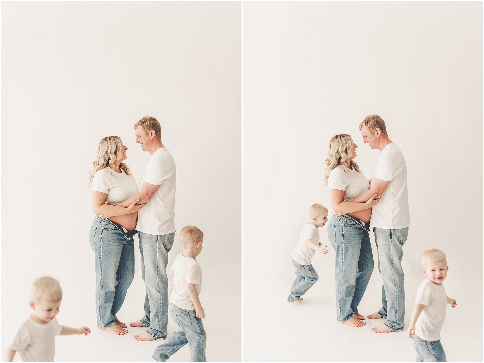 Studio maternity photographer at the Kankakee natural light photography studio with Kankakee family photographer Kara Evans Photographer.