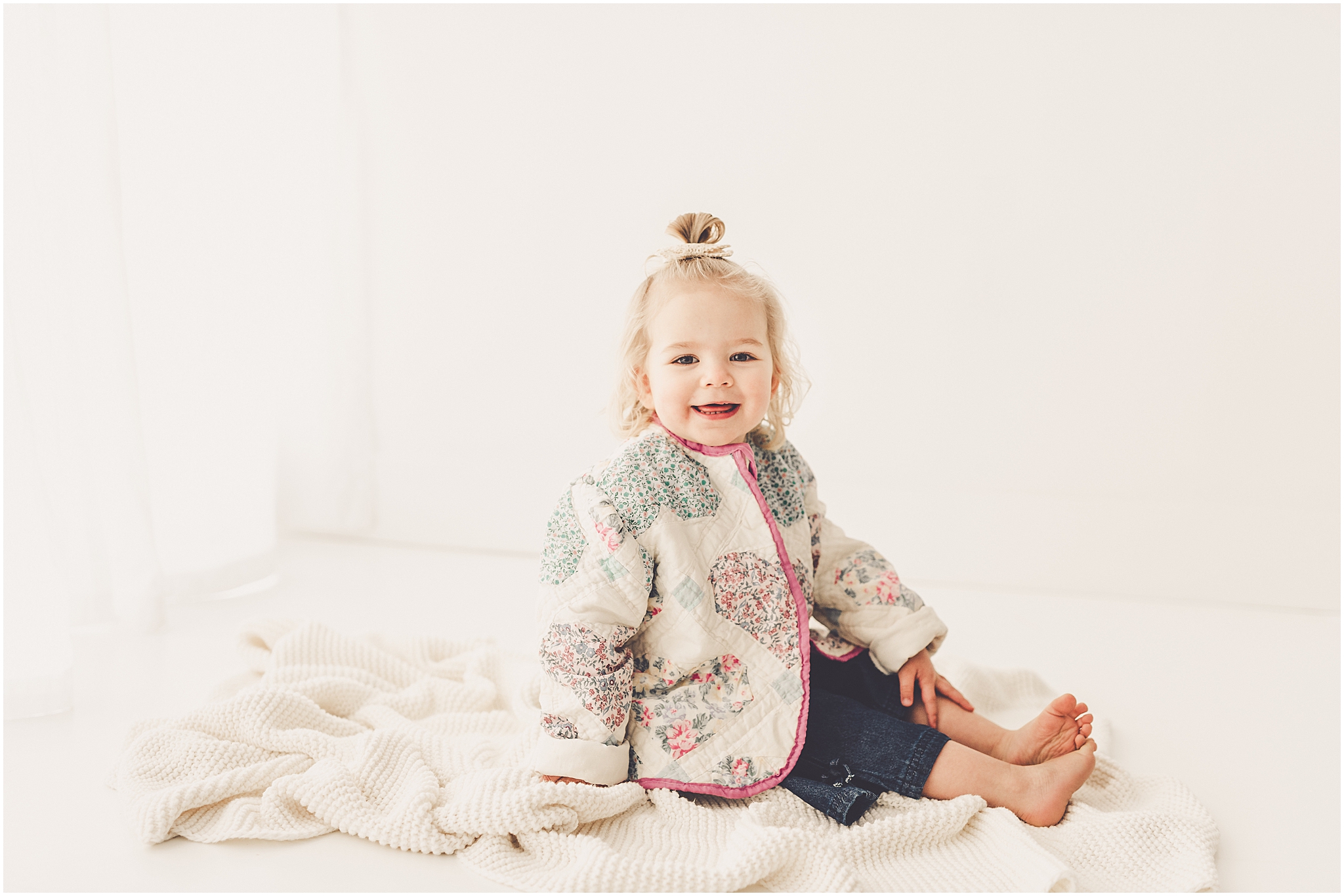 Studio two-year milestone photos at Studio 388 in Kankakee – Kara Evans Photographer is a Kankakee family and milestone photographer.