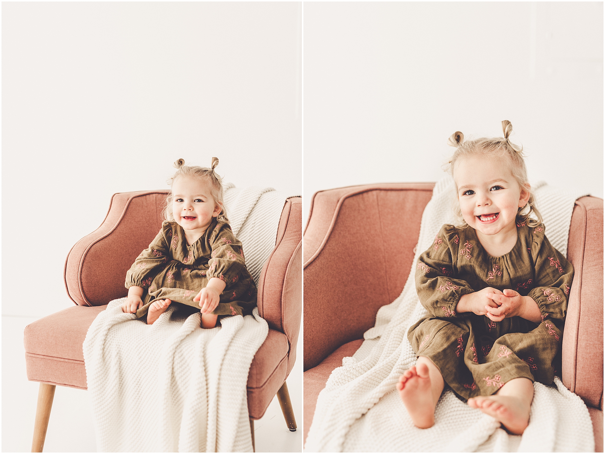 Studio two-year milestone photos at Studio 388 in Kankakee – Kara Evans Photographer is a Kankakee family and milestone photographer.