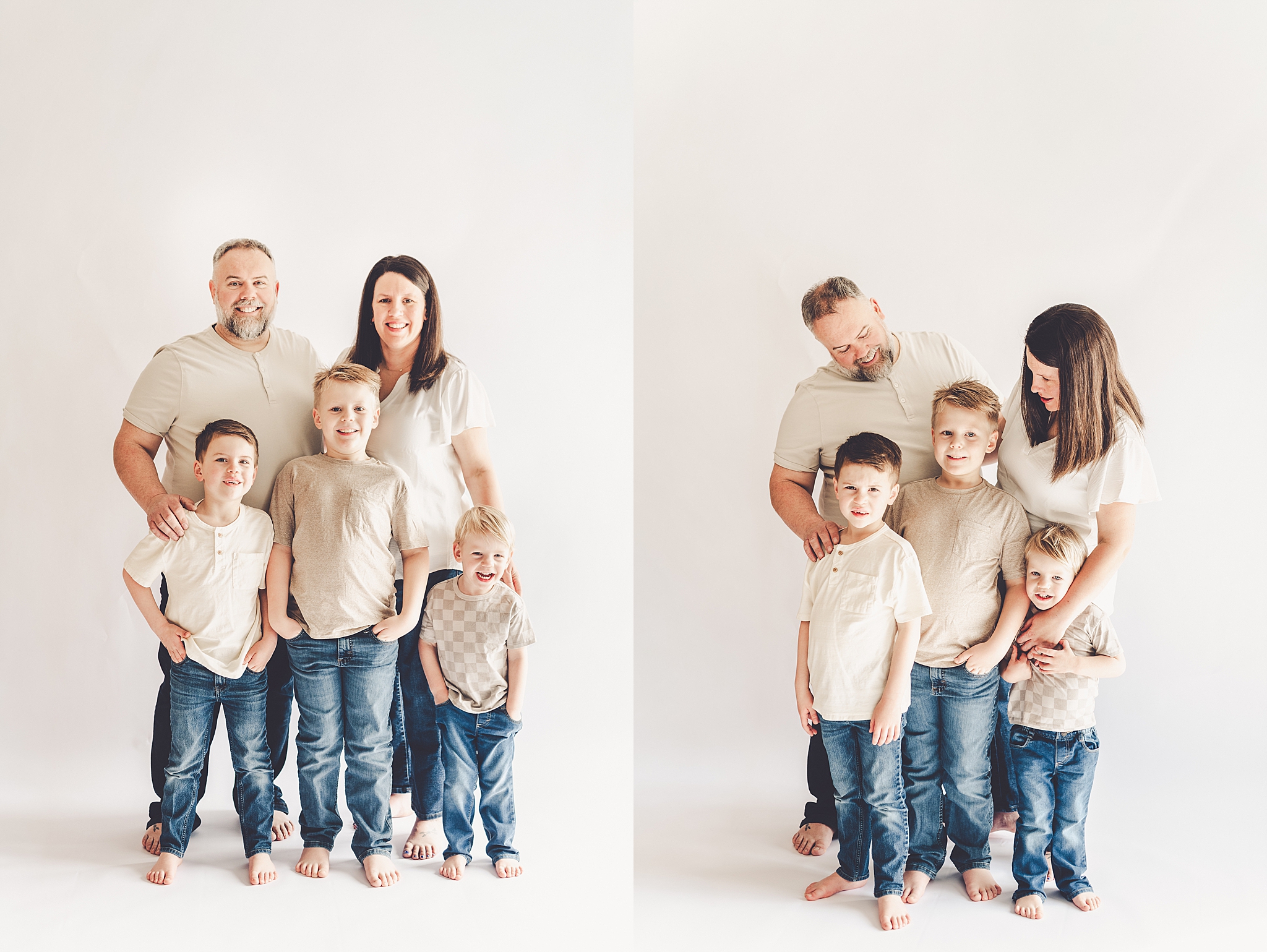 Studio pregnancy announcement family photo ideas with Kankakee family photographer Kara Evans Photographer.