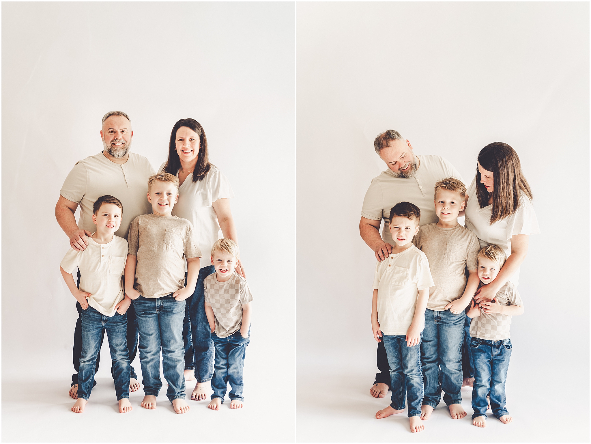 Studio pregnancy announcement family photo ideas with Kankakee family photographer Kara Evans Photographer.