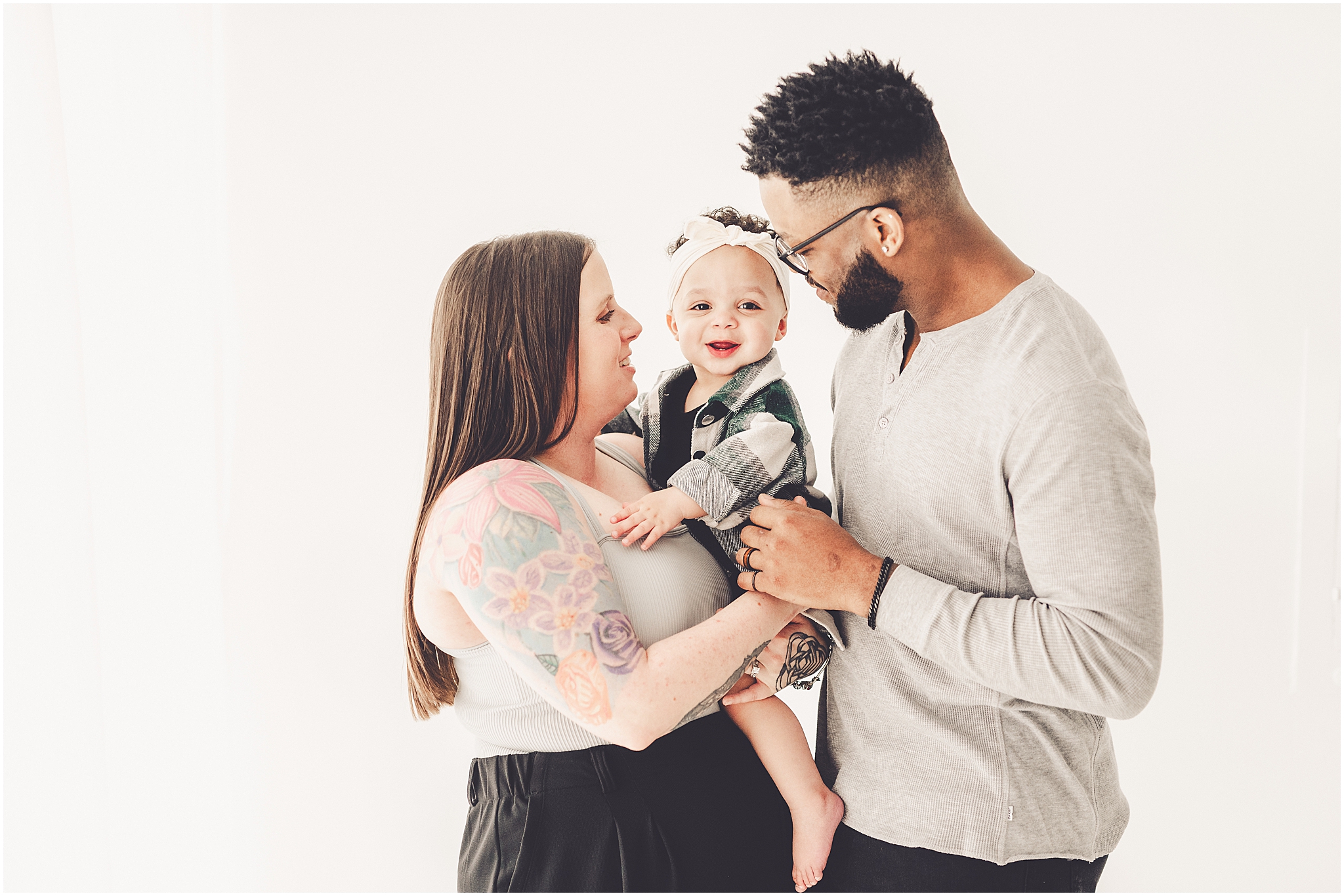 Studio one-year milestone photos at Studio 388 in Kankakee with Kankakee family photographer Kara Evans Photographer.