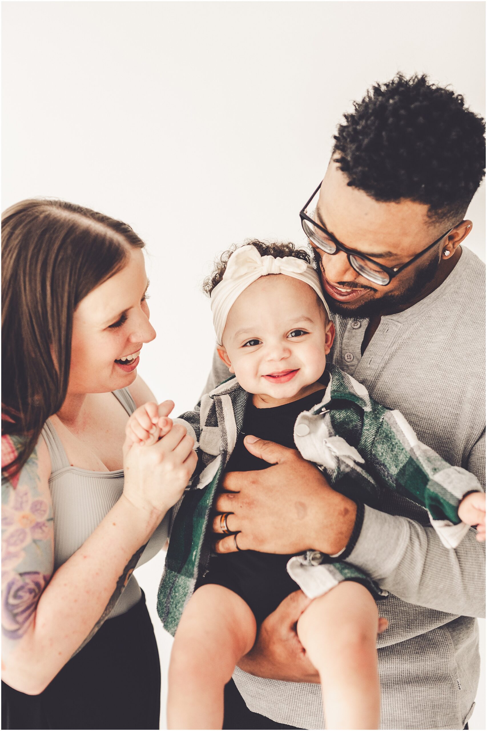 Studio one-year milestone photos at Studio 388 in Kankakee with Kankakee family photographer Kara Evans Photographer.