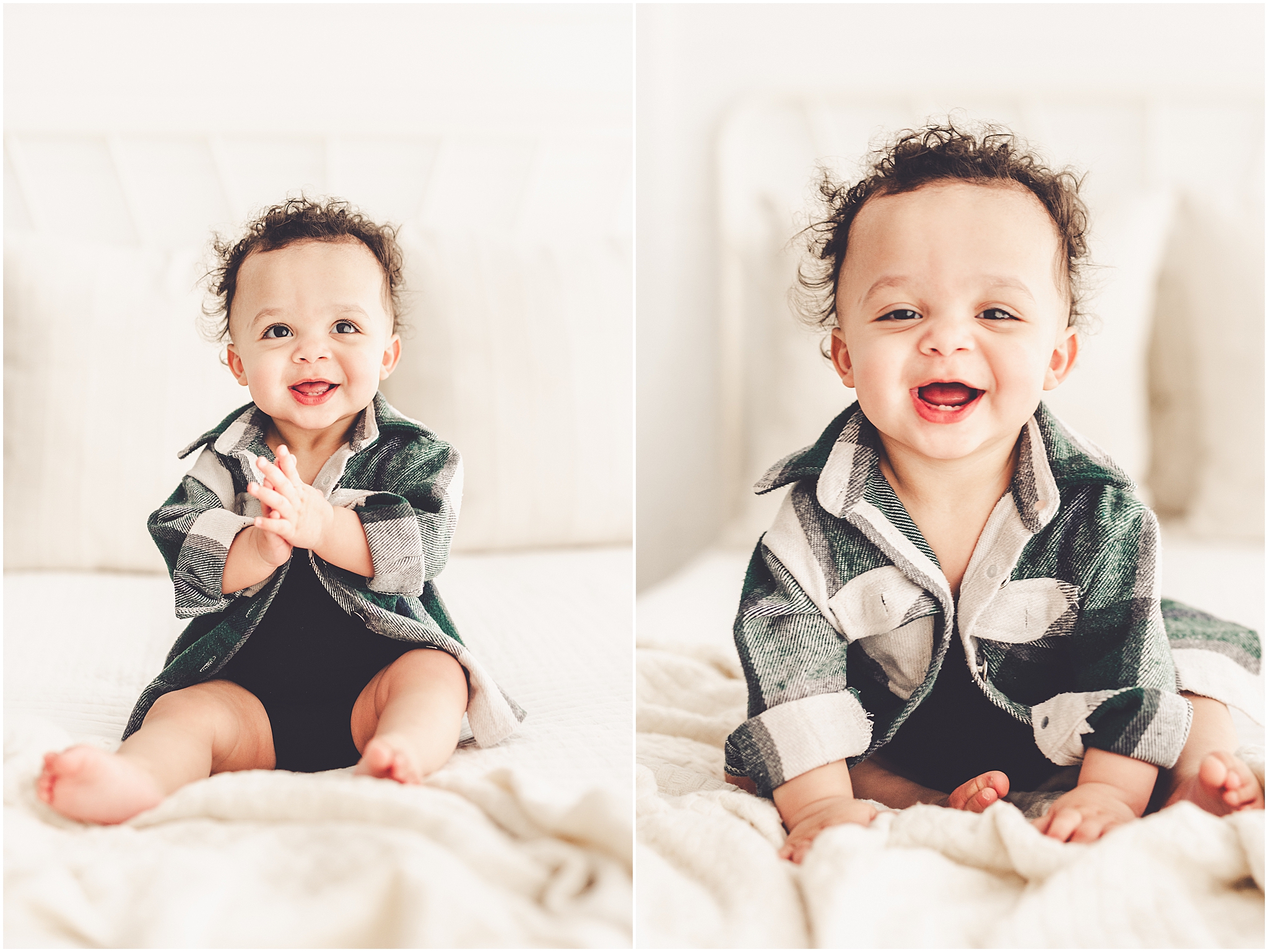 Studio one-year milestone photos at Studio 388 in Kankakee with Kankakee family photographer Kara Evans Photographer.