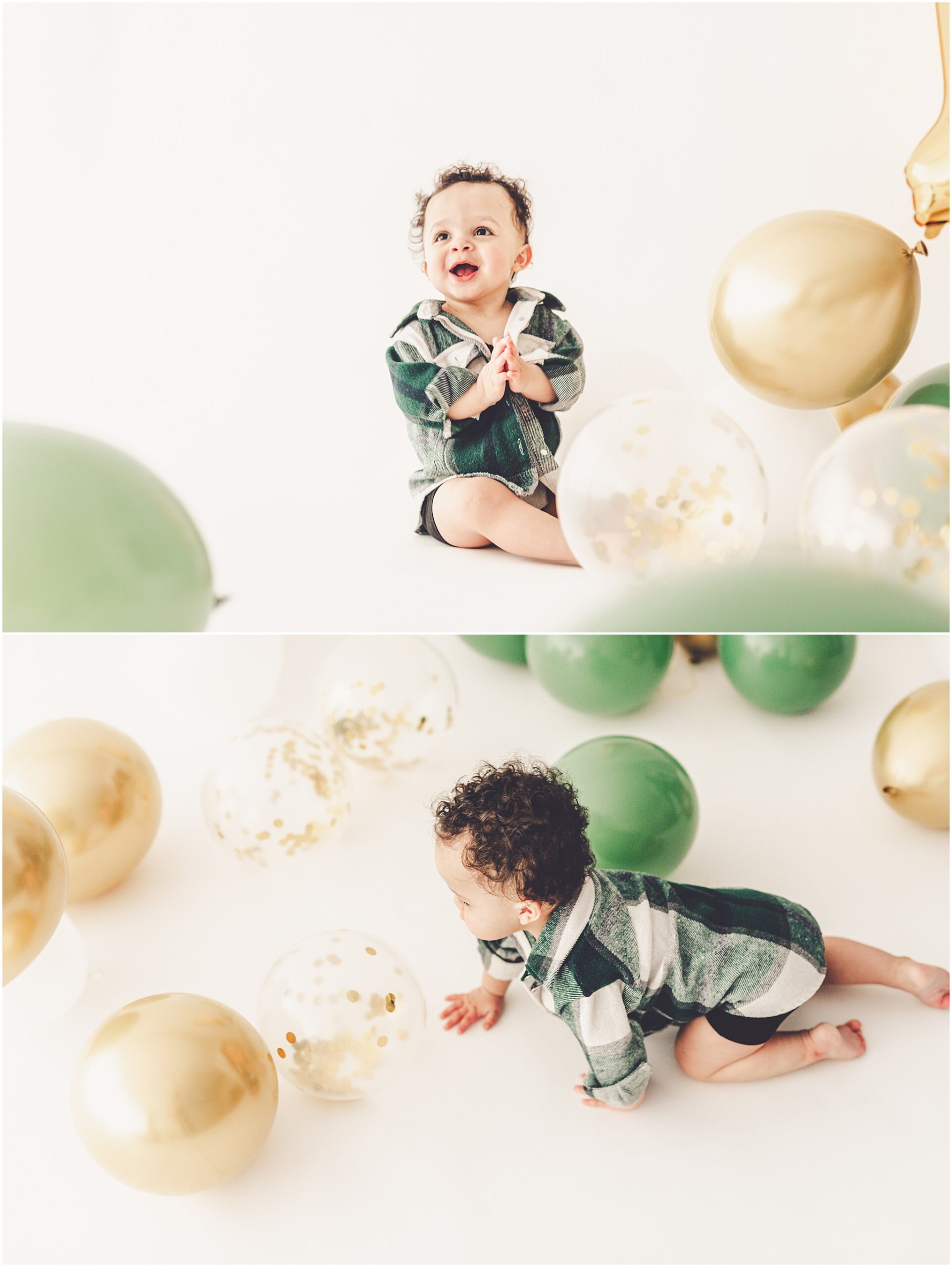 Studio one-year milestone photos at Studio 388 in Kankakee with Kankakee family photographer Kara Evans Photographer.