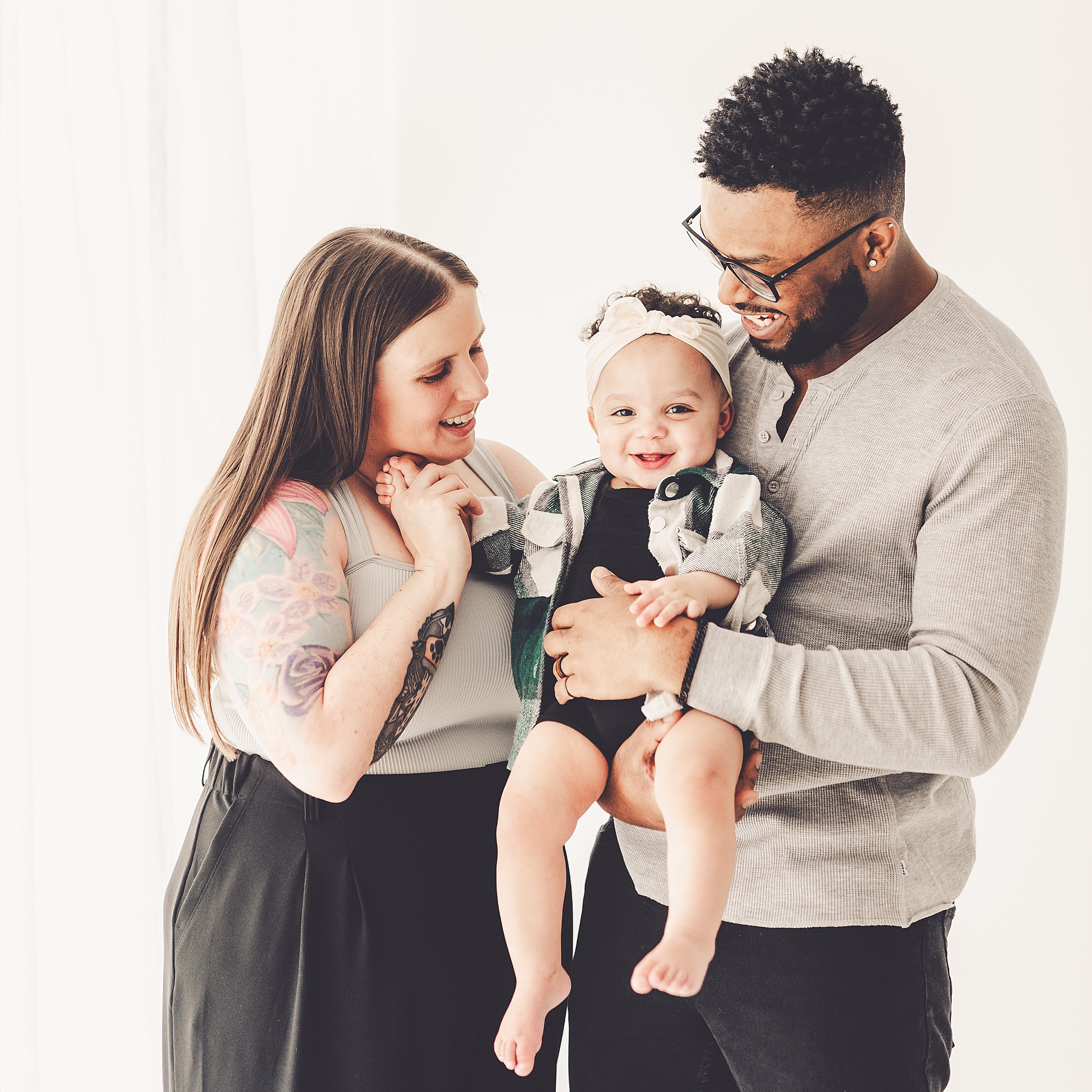 Studio one-year milestone photos at Studio 388 in Kankakee with Kankakee family photographer Kara Evans Photographer.