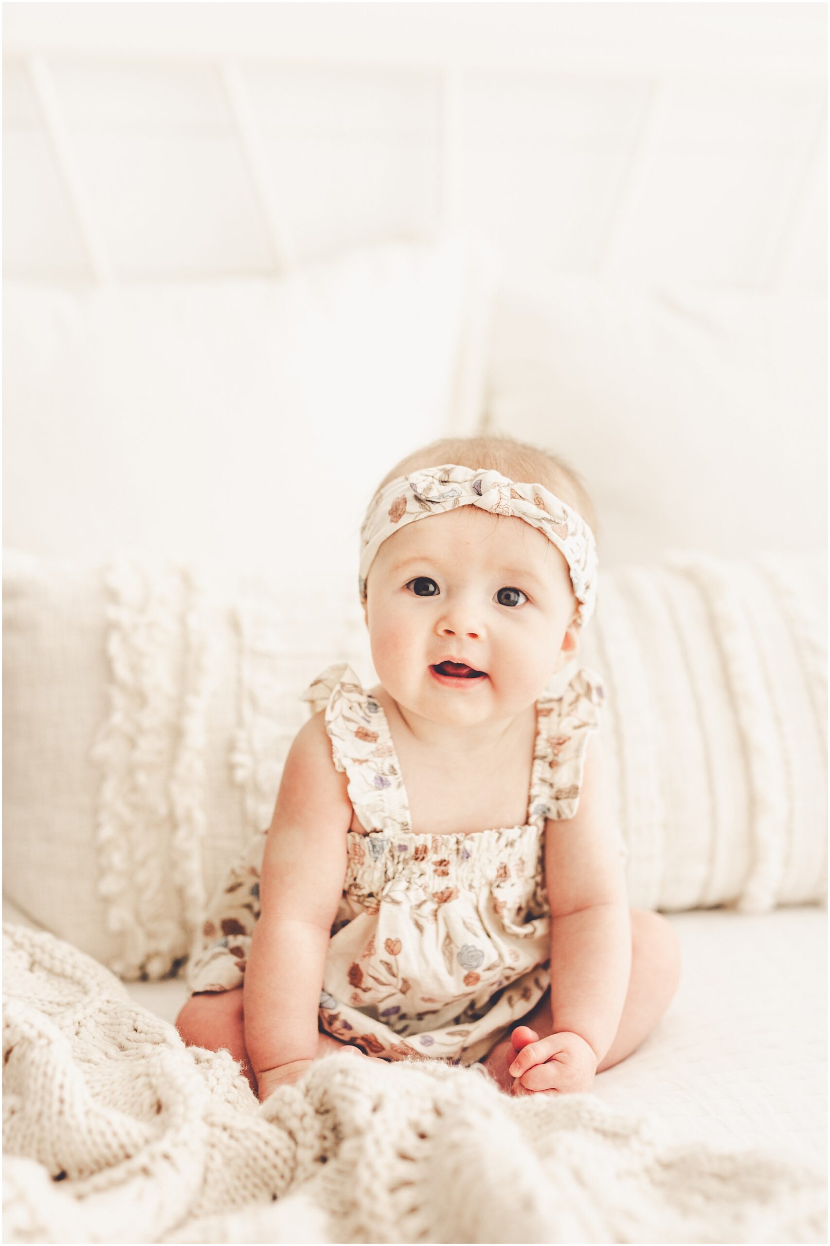 Kankakee studio six-month milestone photos at Studio 388 in Kankakee, Illinois – Kara Evans Photographer is a Kankakee family photographer.