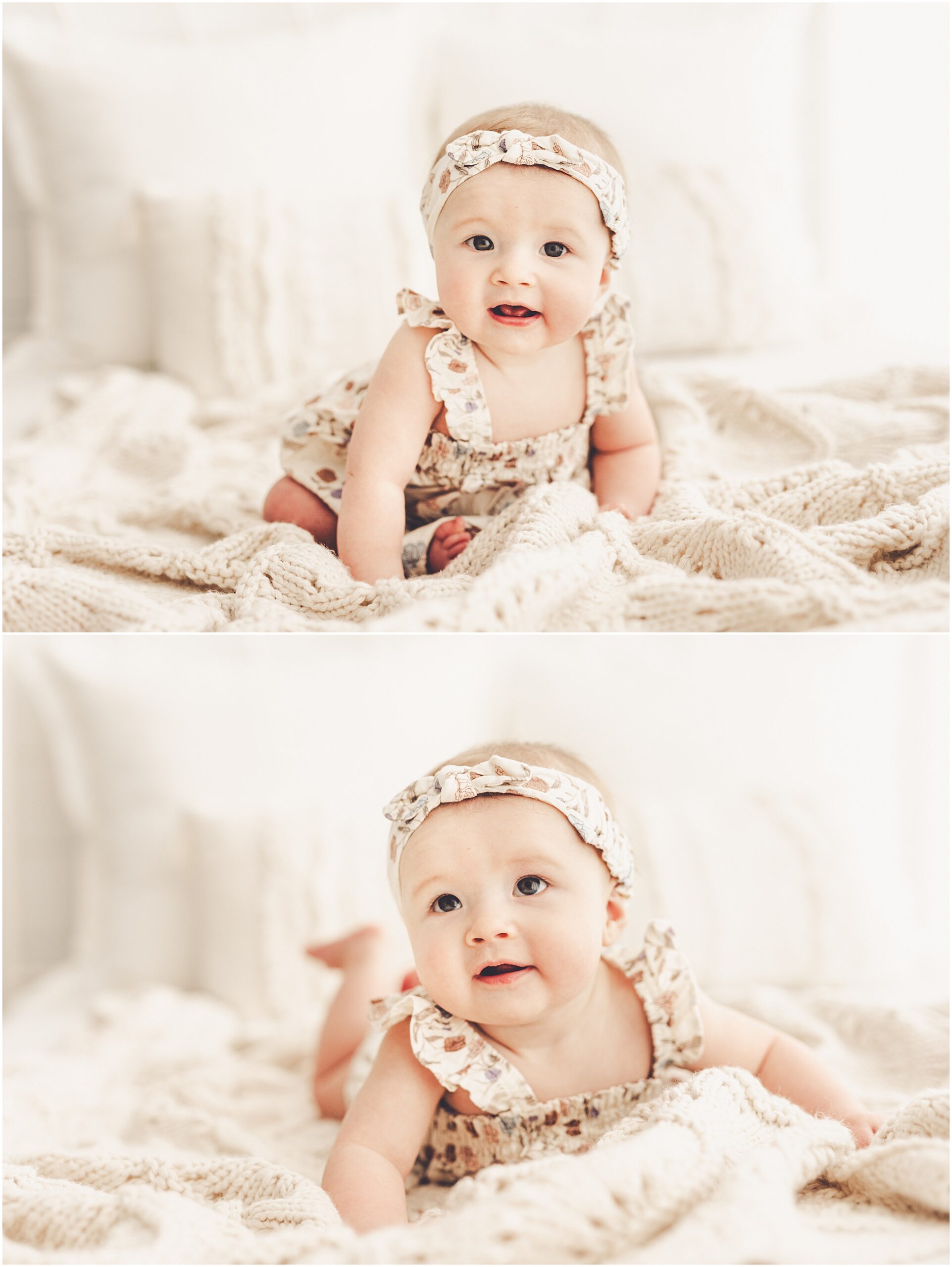 Kankakee studio six-month milestone photos at Studio 388 in Kankakee, Illinois – Kara Evans Photographer is a Kankakee family photographer.