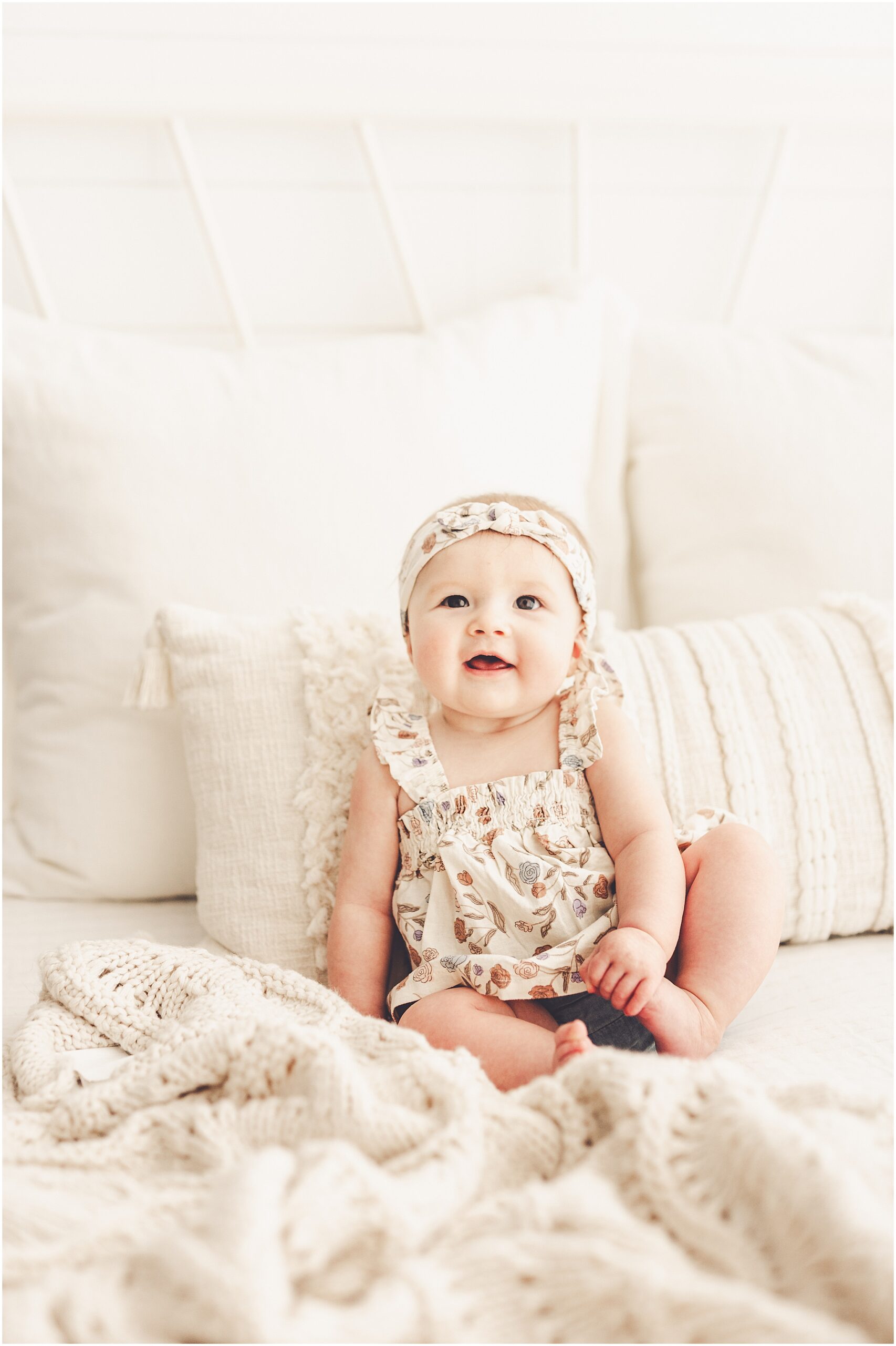 Kankakee studio six-month milestone photos at Studio 388 in Kankakee, Illinois – Kara Evans Photographer is a Kankakee family photographer.