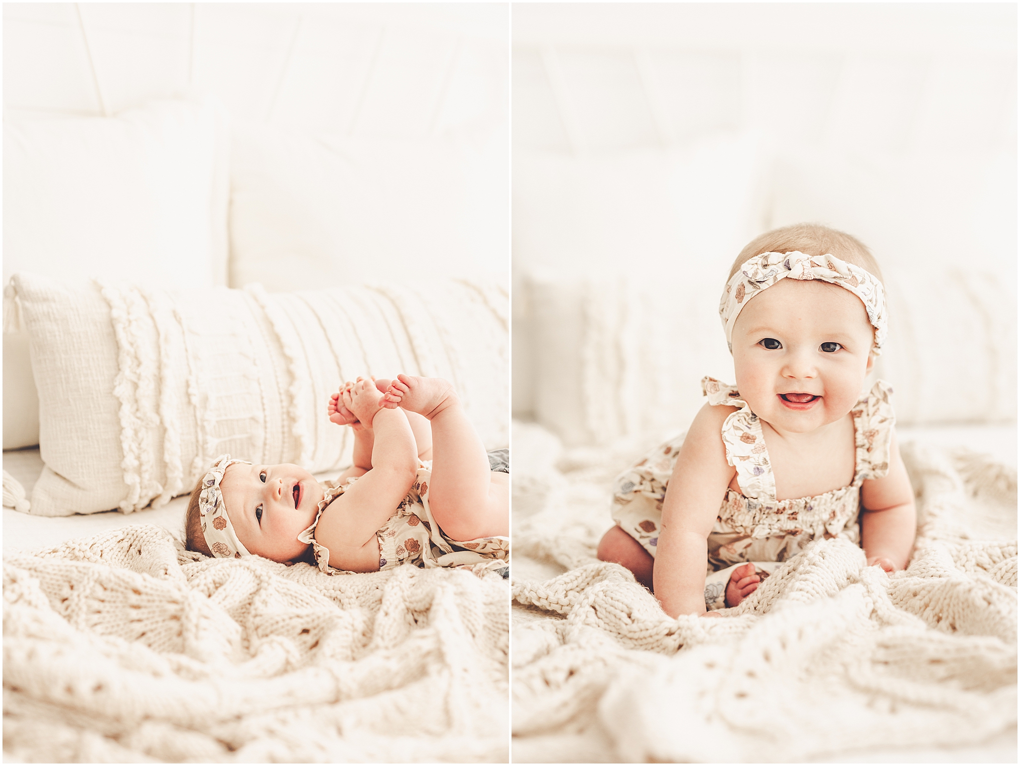 Kankakee studio six-month milestone photos at Studio 388 in Kankakee, Illinois – Kara Evans Photographer is a Kankakee family photographer.