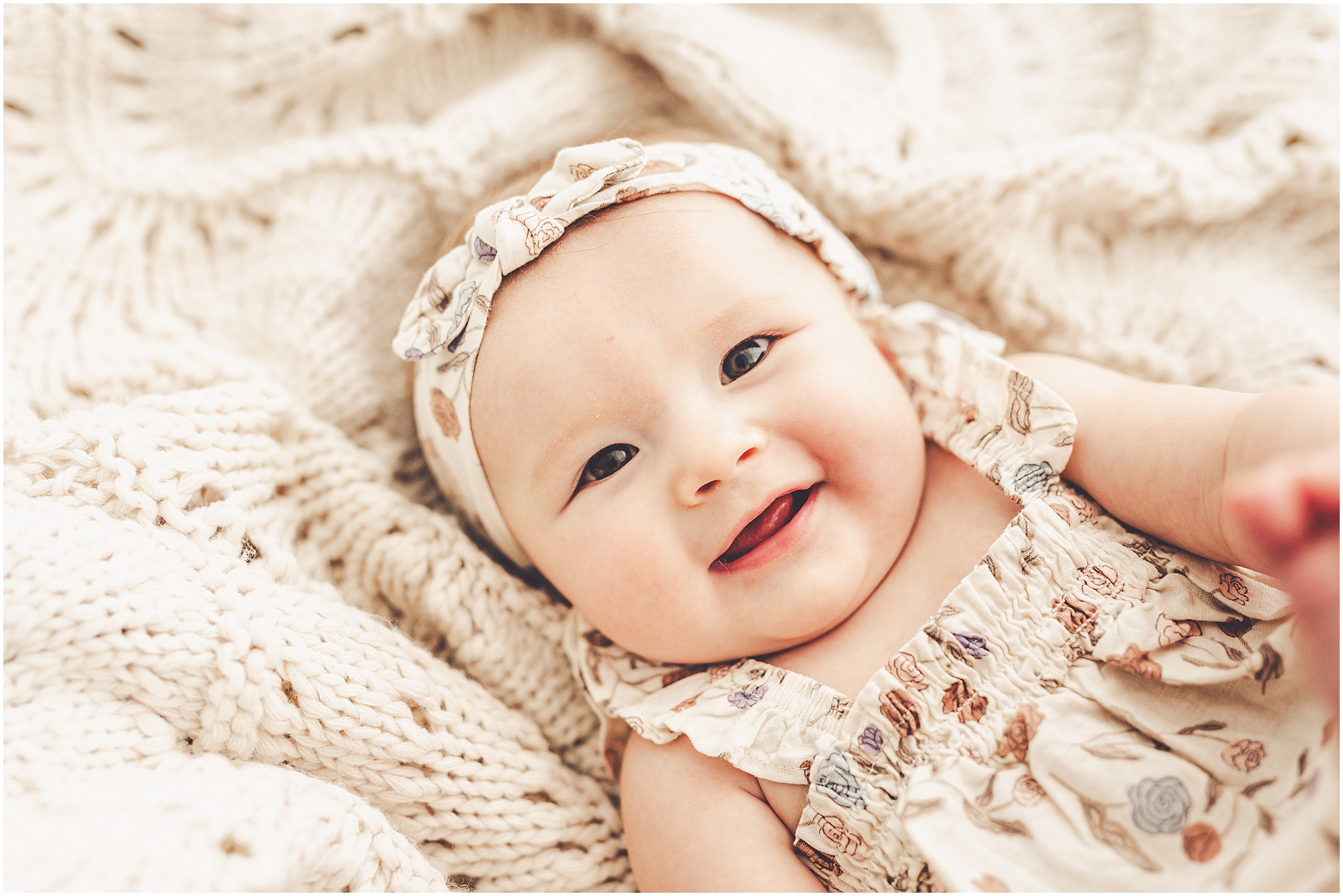 Kankakee studio six-month milestone photos at Studio 388 in Kankakee, Illinois – Kara Evans Photographer is a Kankakee family photographer.