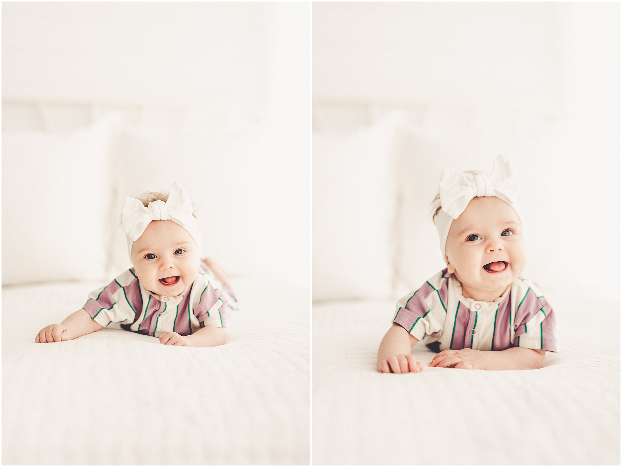 Kankakee studio four-month milestone photos at Studio 388 with Kankakee family photographer Kara Evans Photographer.