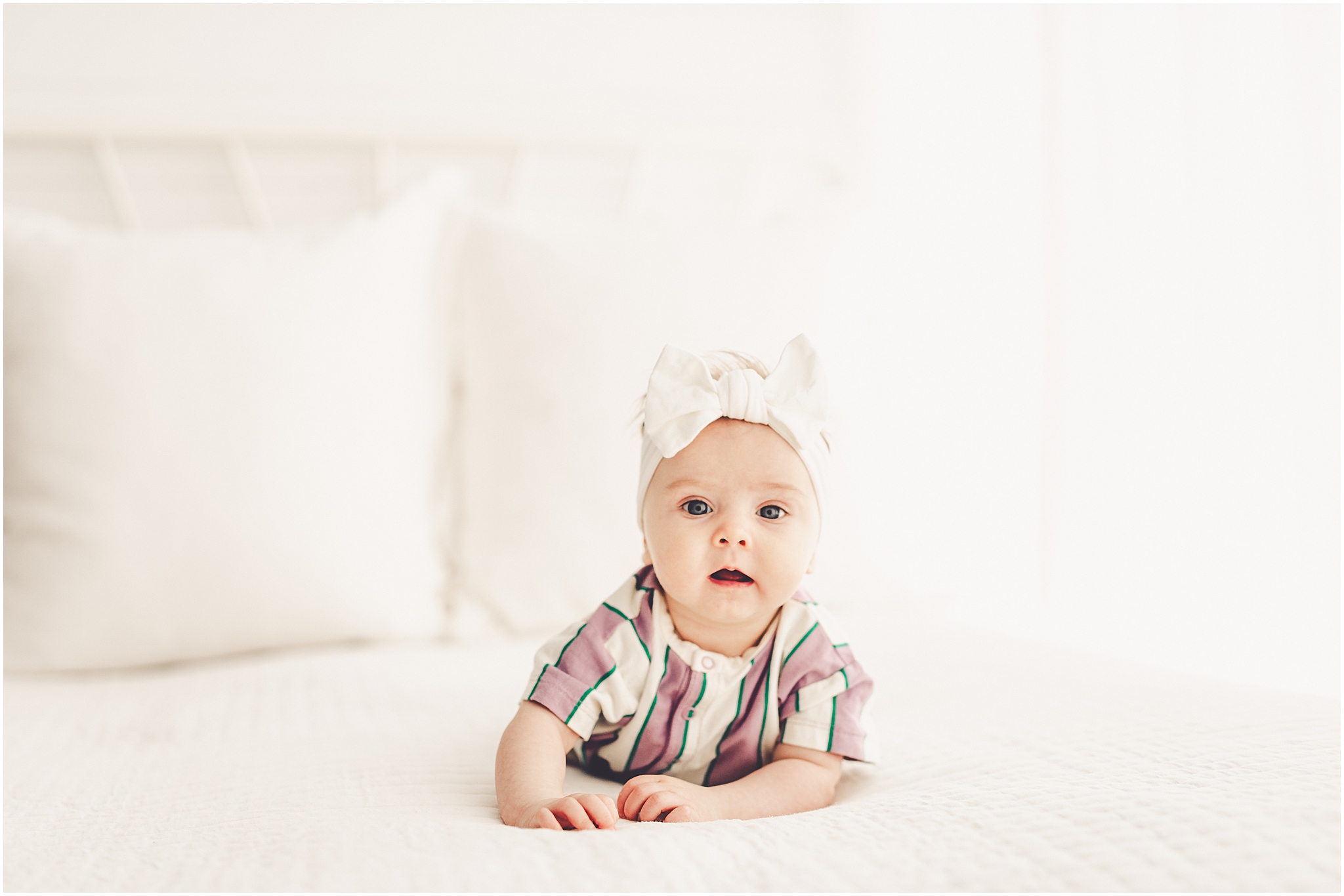 Kankakee studio four-month milestone photos at Studio 388 with Kankakee family photographer Kara Evans Photographer.