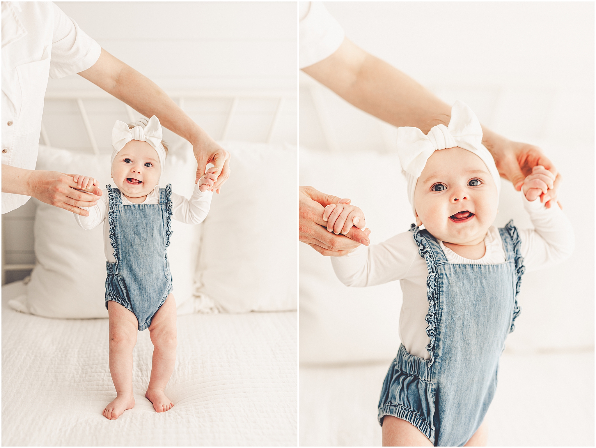 Kankakee studio four-month milestone photos at Studio 388 with Kankakee family photographer Kara Evans Photographer.