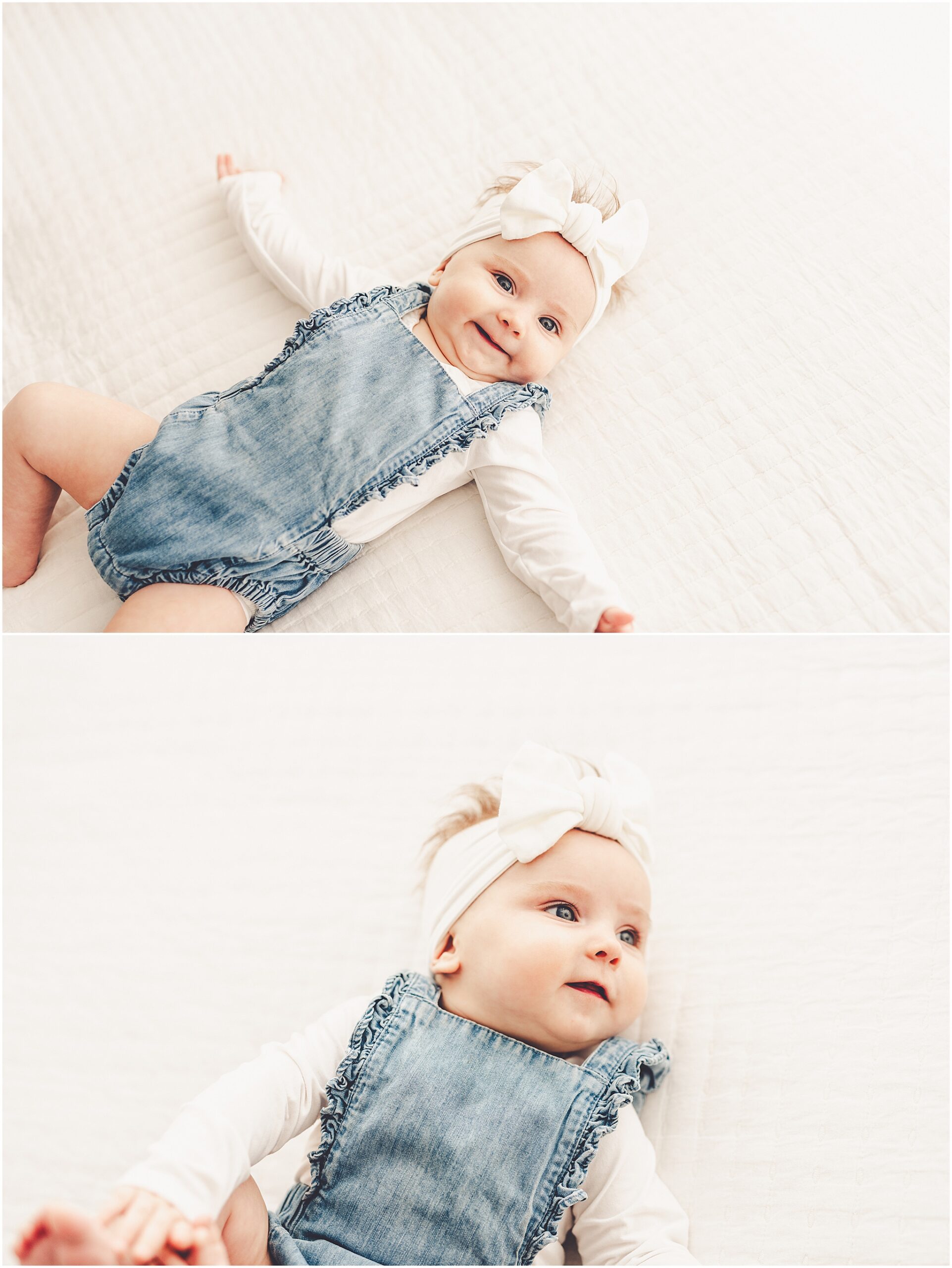 Kankakee studio four-month milestone photos at Studio 388 with Kankakee family photographer Kara Evans Photographer.