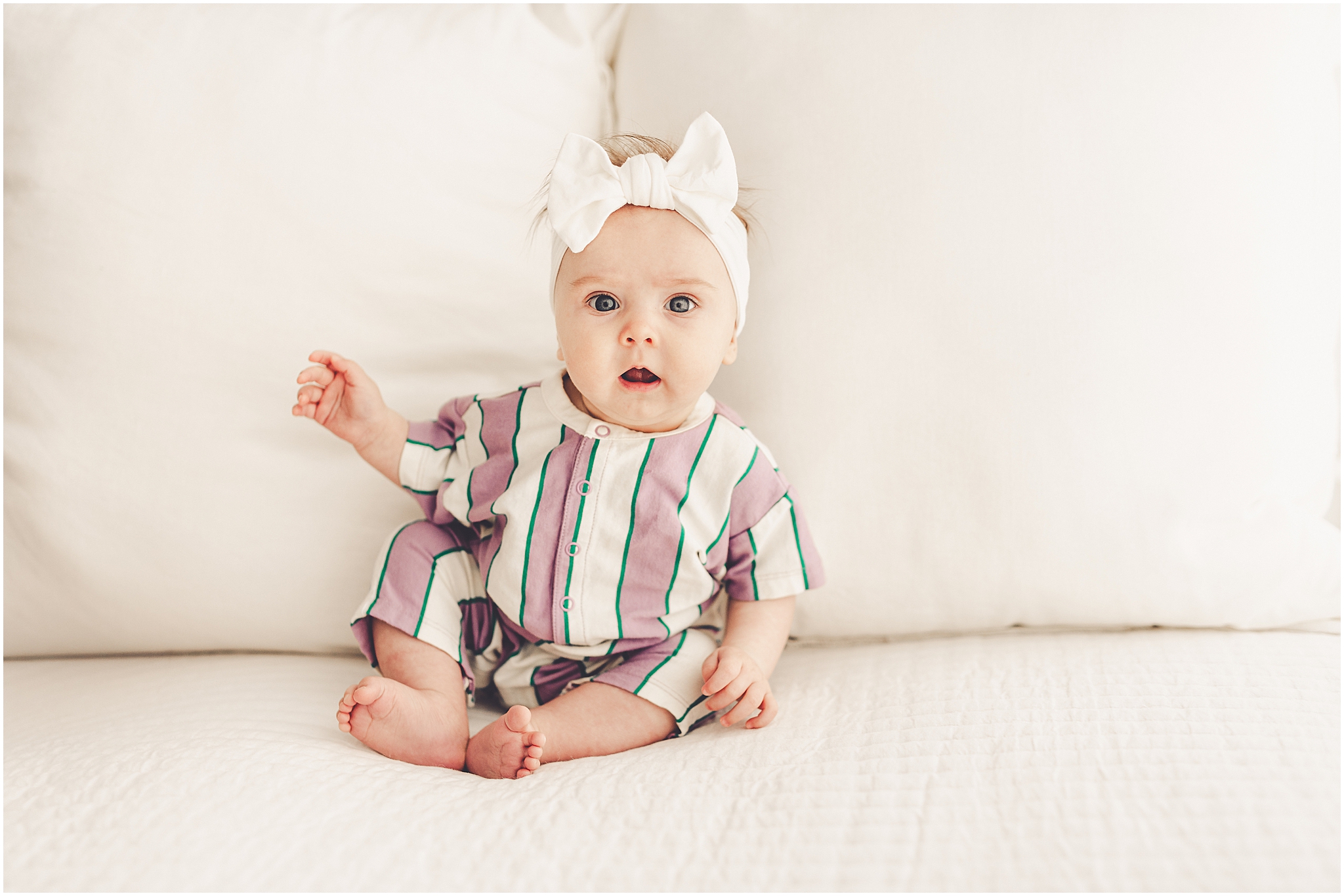 Kankakee studio four-month milestone photos at Studio 388 with Kankakee family photographer Kara Evans Photographer.