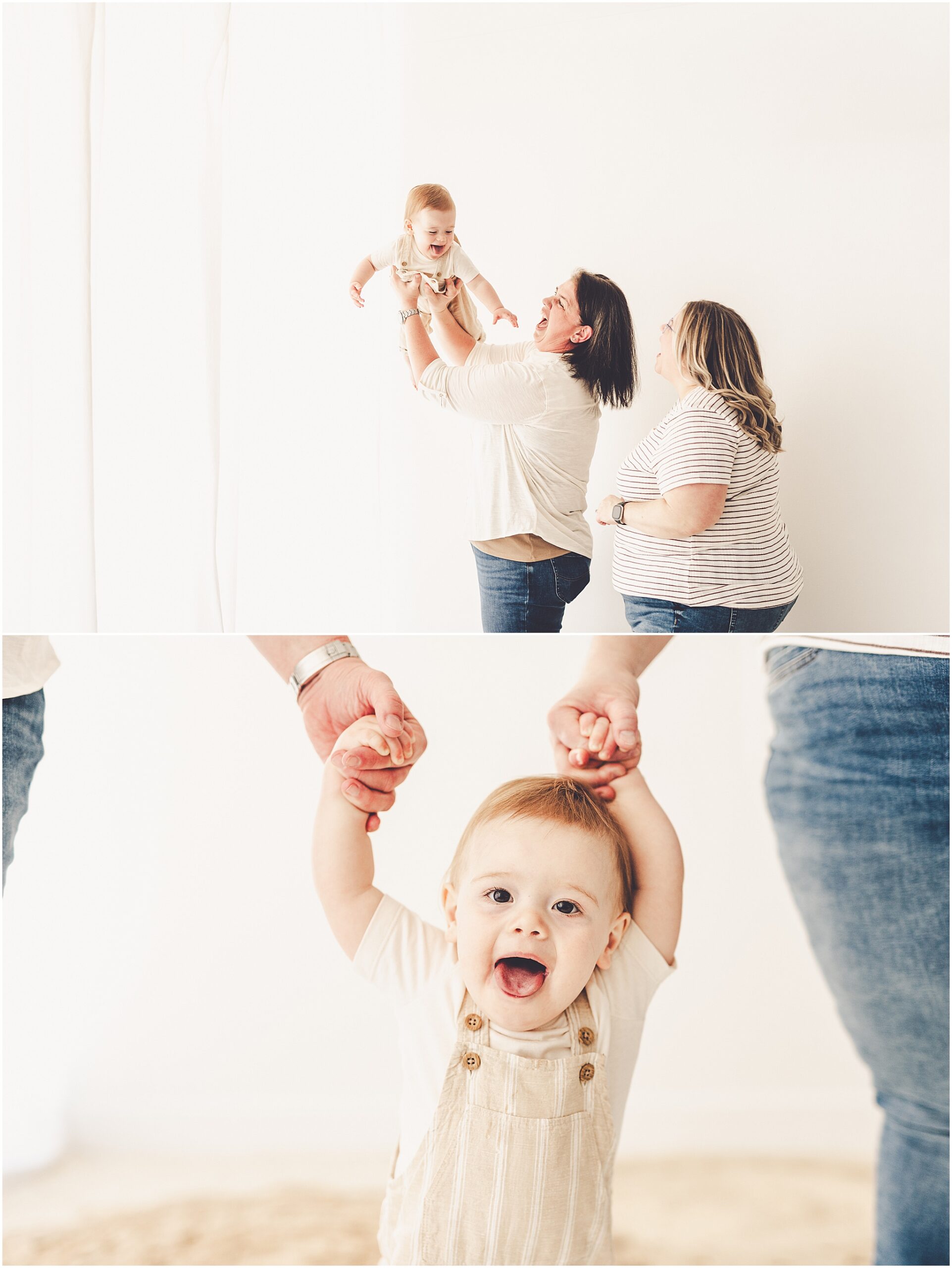 Inspiration for studio one-year milestone photos at Studio 388 in Kankakee with Kankakee family photographer Kara Evans Photographer.