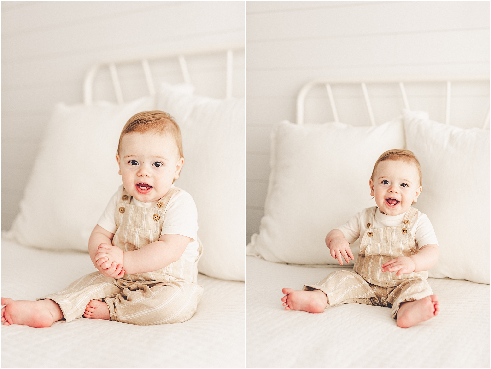 Inspiration for studio one-year milestone photos at Studio 388 in Kankakee with Kankakee family photographer Kara Evans Photographer.