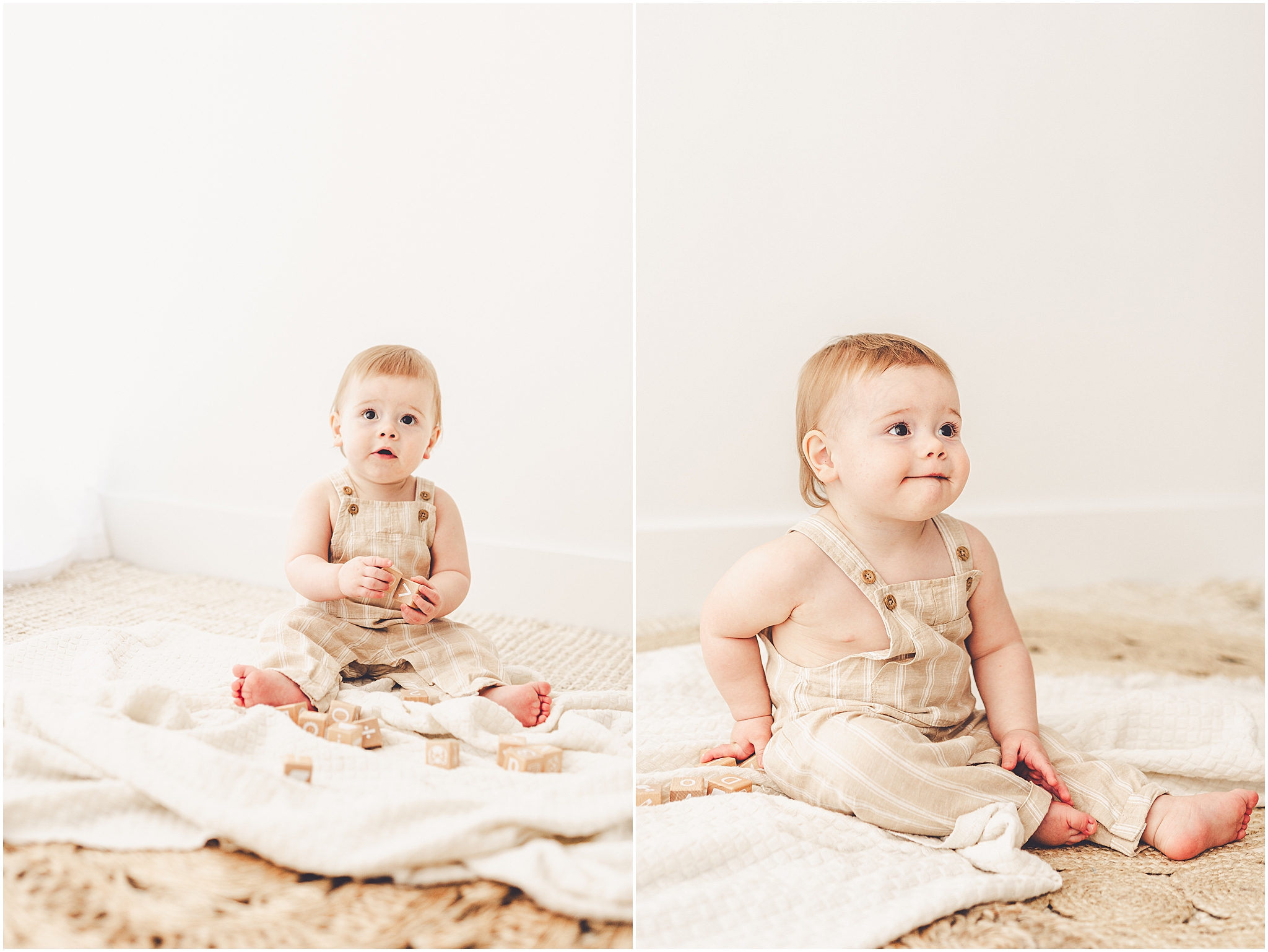Inspiration for studio one-year milestone photos at Studio 388 in Kankakee with Kankakee family photographer Kara Evans Photographer.