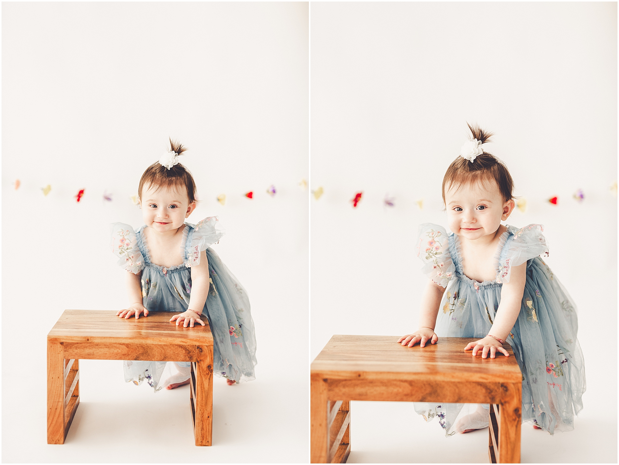 Studio one-year milestone photos at Studio 388 with Kara Evans Photographer, a Kankakee-based family photographer.