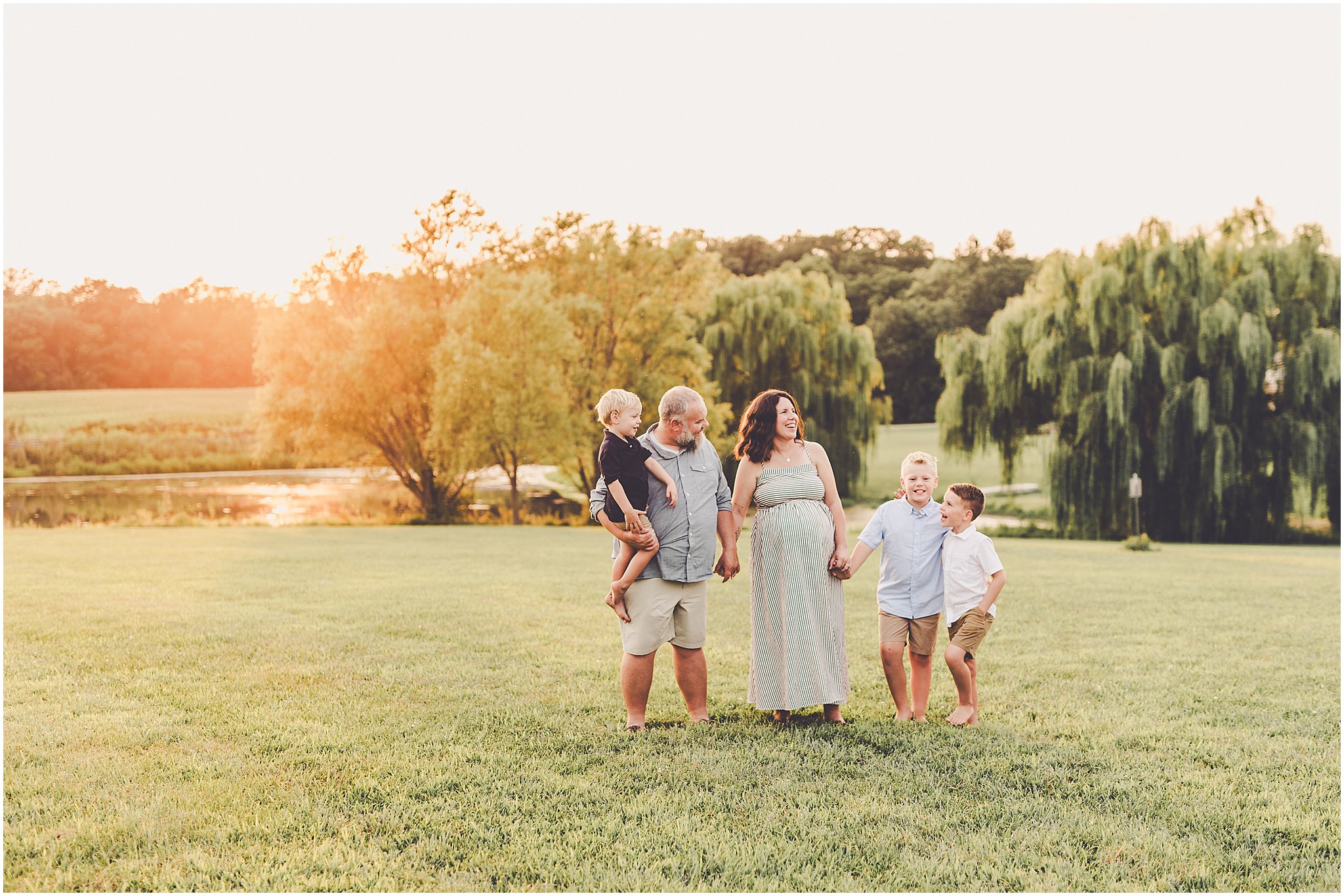 A Central Illinois summer family session with the Evans family filled with golden sunset light, backyard adventures, and genuine smiles.