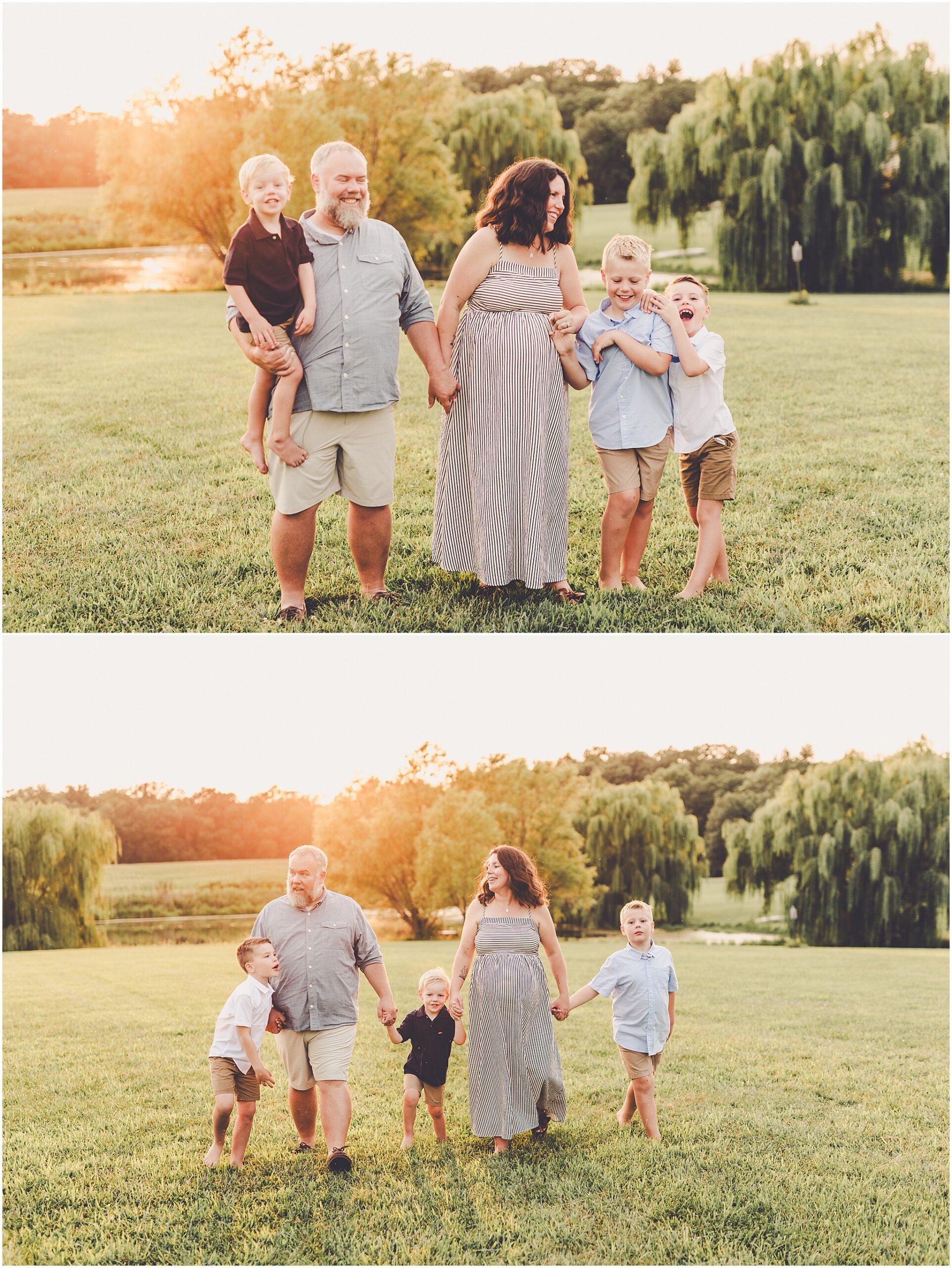 A Central Illinois summer family session with the Evans family filled with golden sunset light, backyard adventures, and genuine smiles.