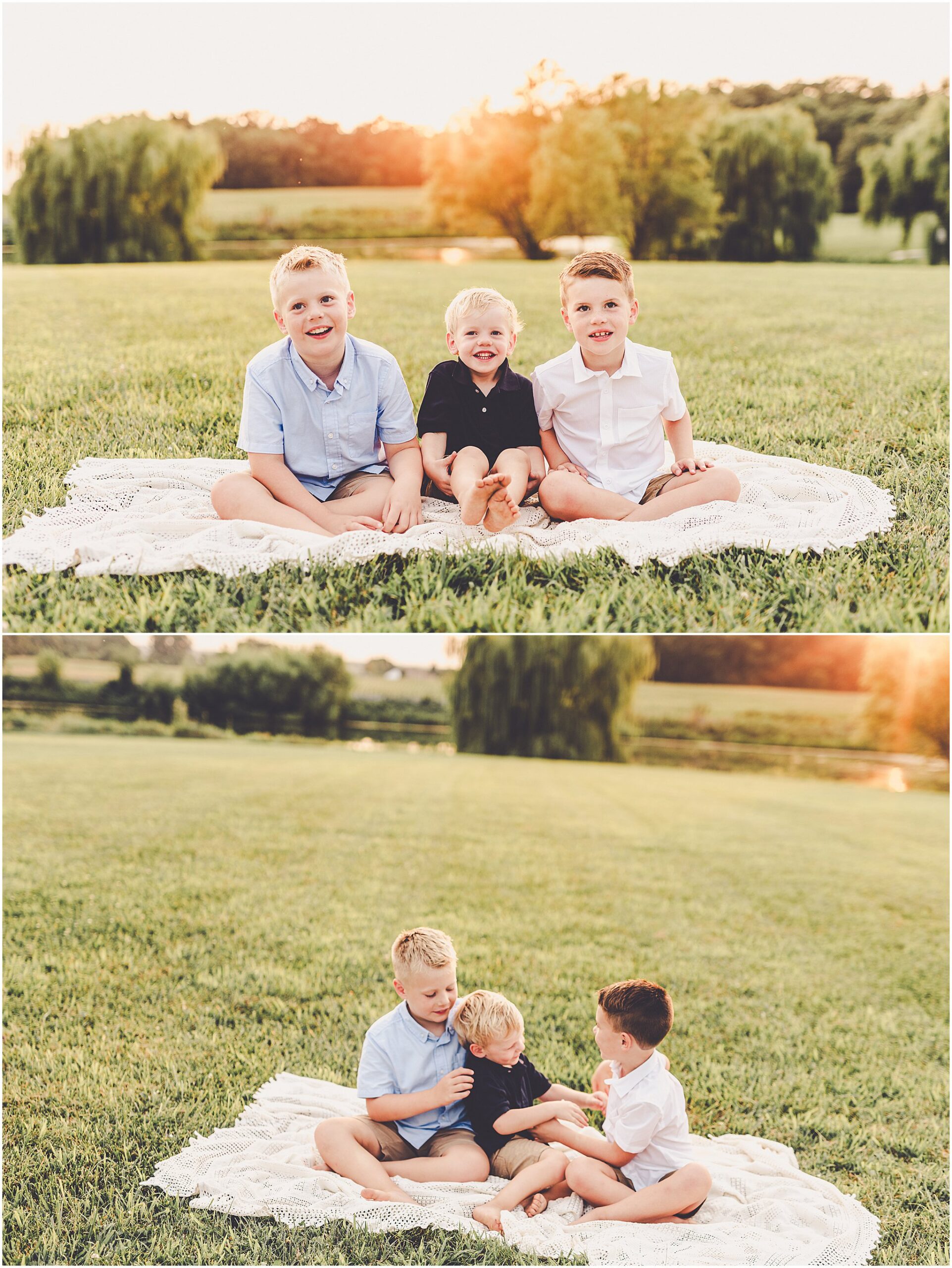 A Central Illinois summer family session with the Evans family filled with golden sunset light, backyard adventures, and genuine smiles.