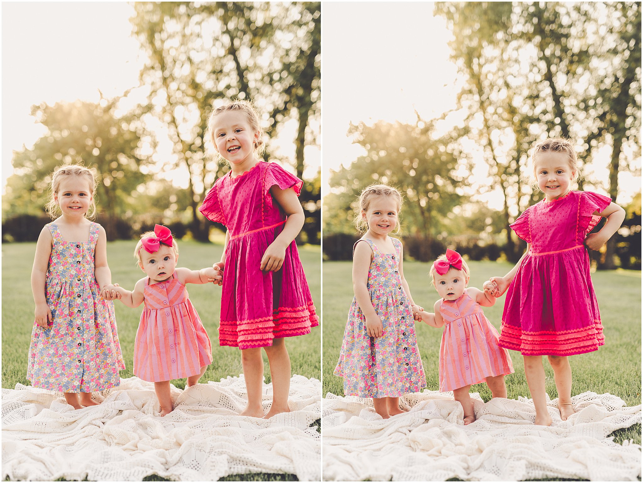 Celebrating baby Kambry's eight-month milestone with a playful, pink-filled summer backyard session in Kankakee County.