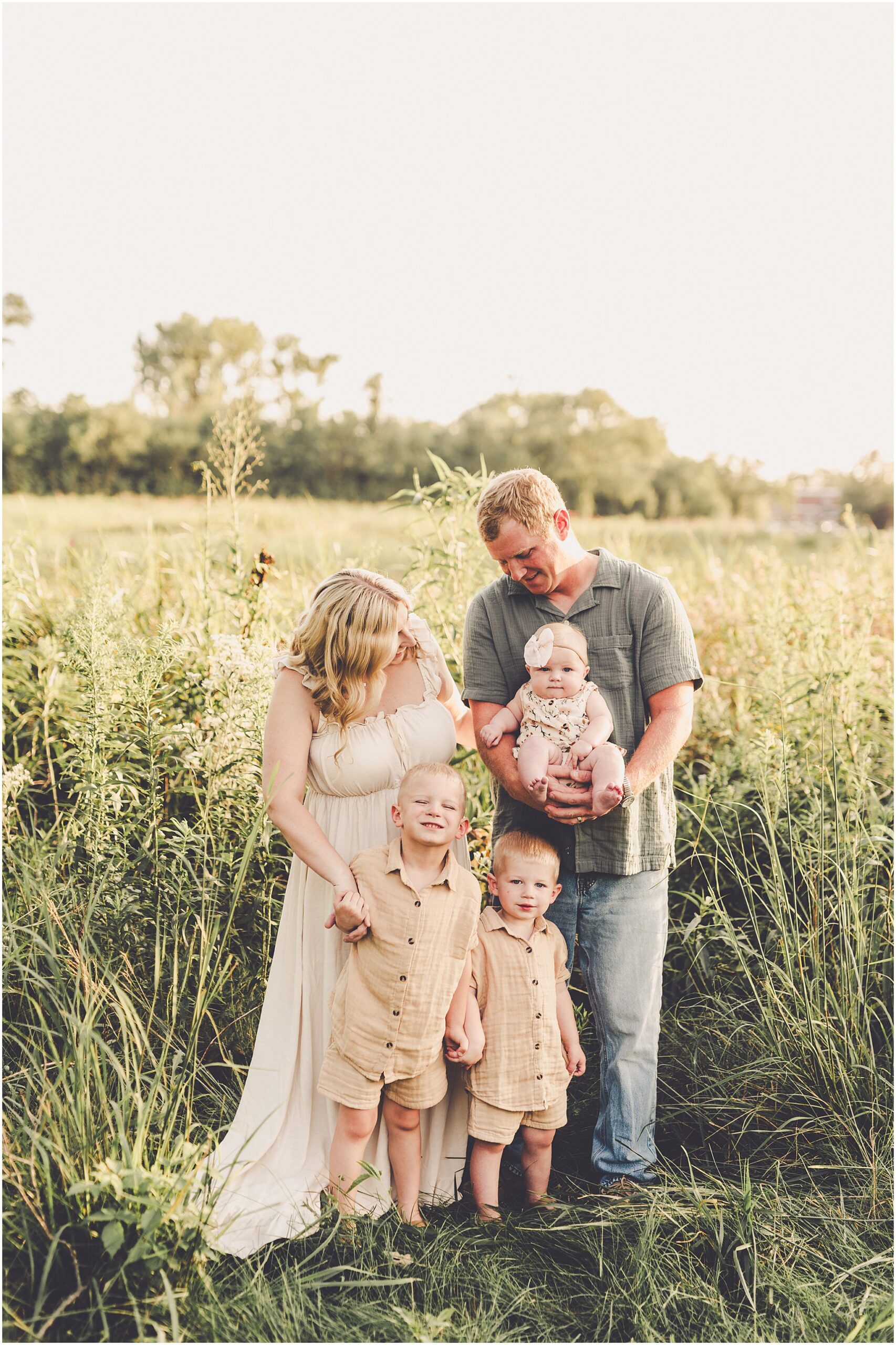 Summer sunset photos at a beautiful park in Frankfort, Illinois with Kankakee family photographer Kara Evans Photographer.