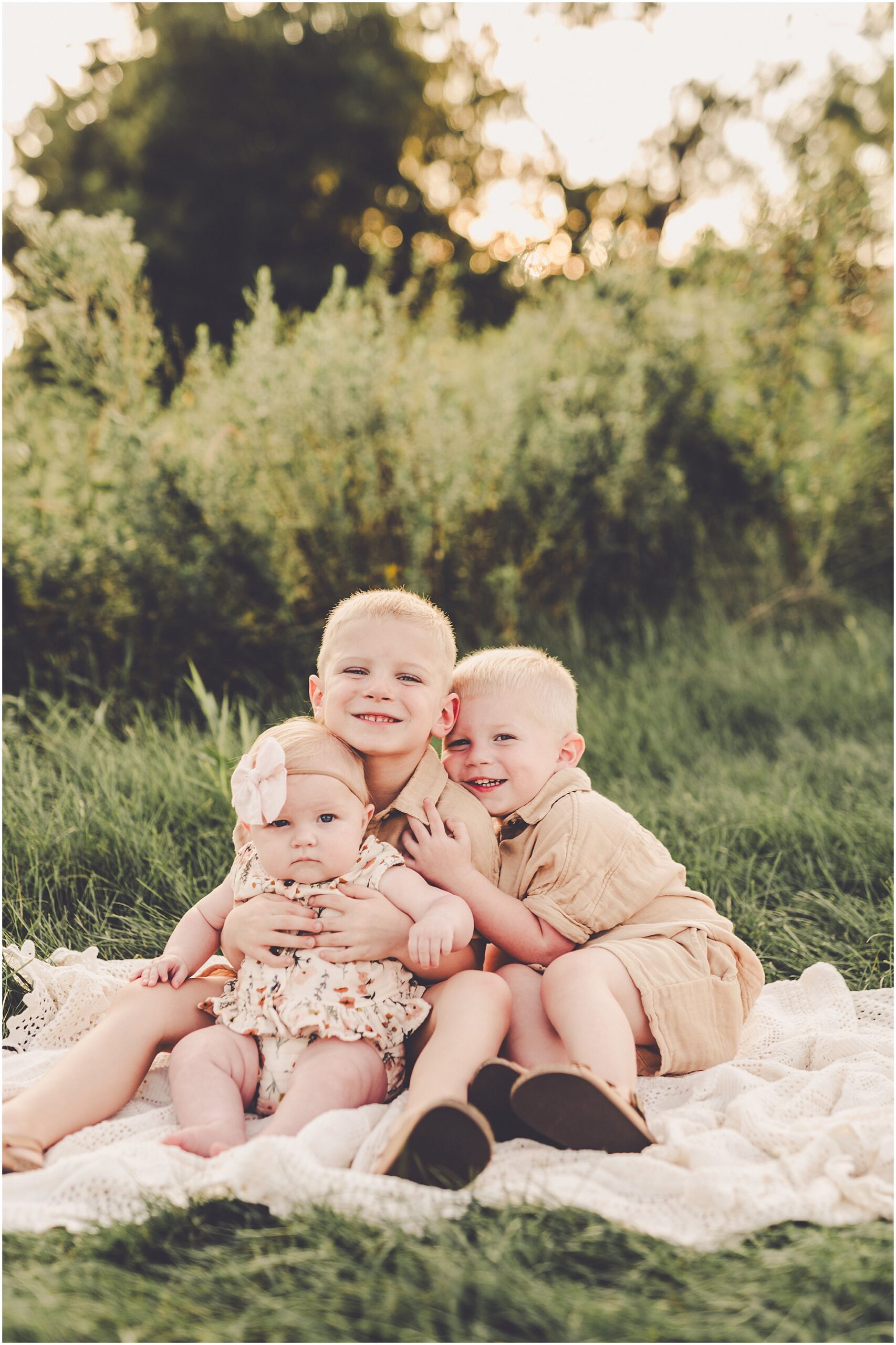 Summer sunset photos at a beautiful park in Frankfort, Illinois with Kankakee family photographer Kara Evans Photographer.