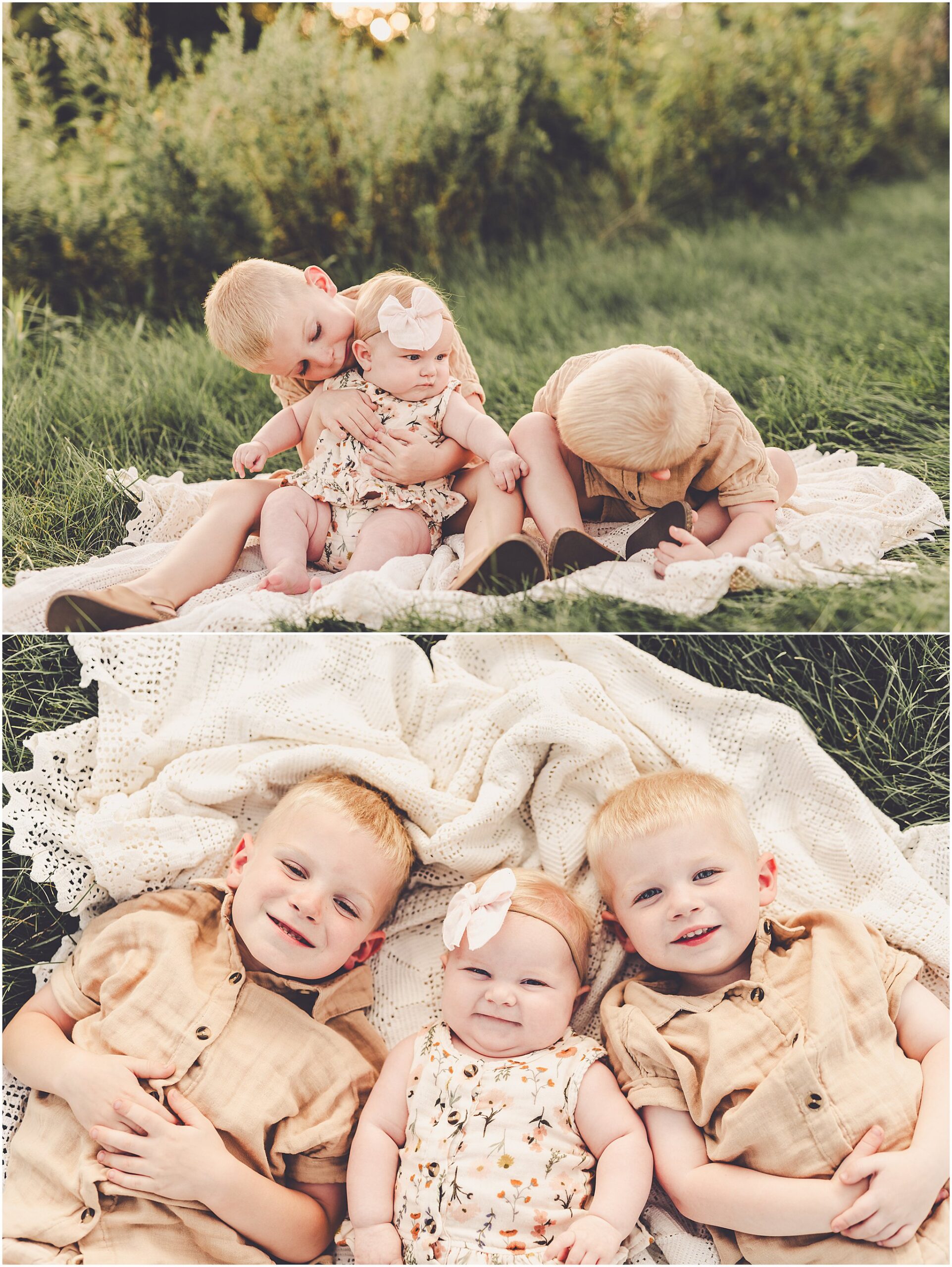 Summer sunset photos at a beautiful park in Frankfort, Illinois with Kankakee family photographer Kara Evans Photographer.