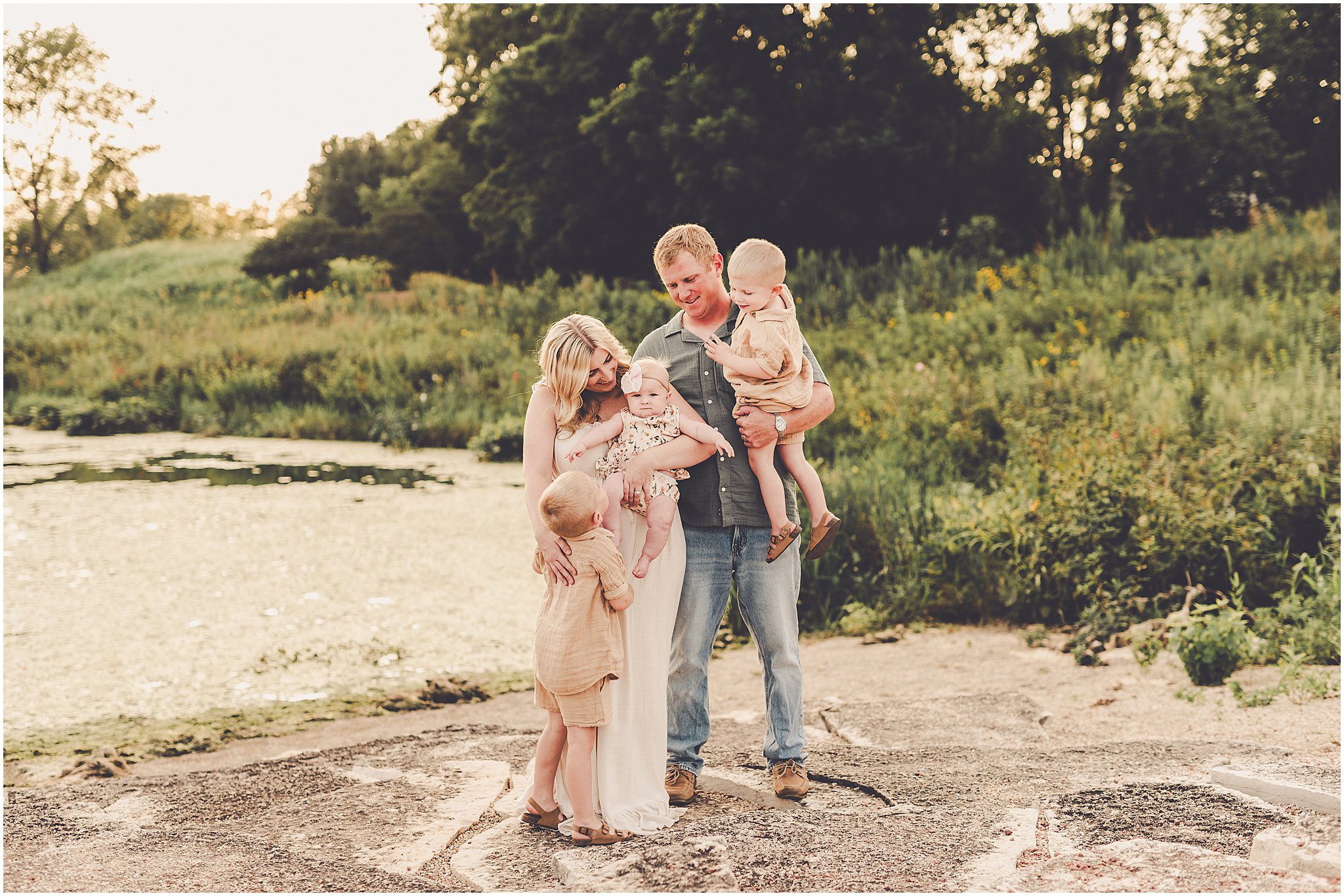 Summer sunset photos at a beautiful park in Frankfort, Illinois with Kankakee family photographer Kara Evans Photographer.